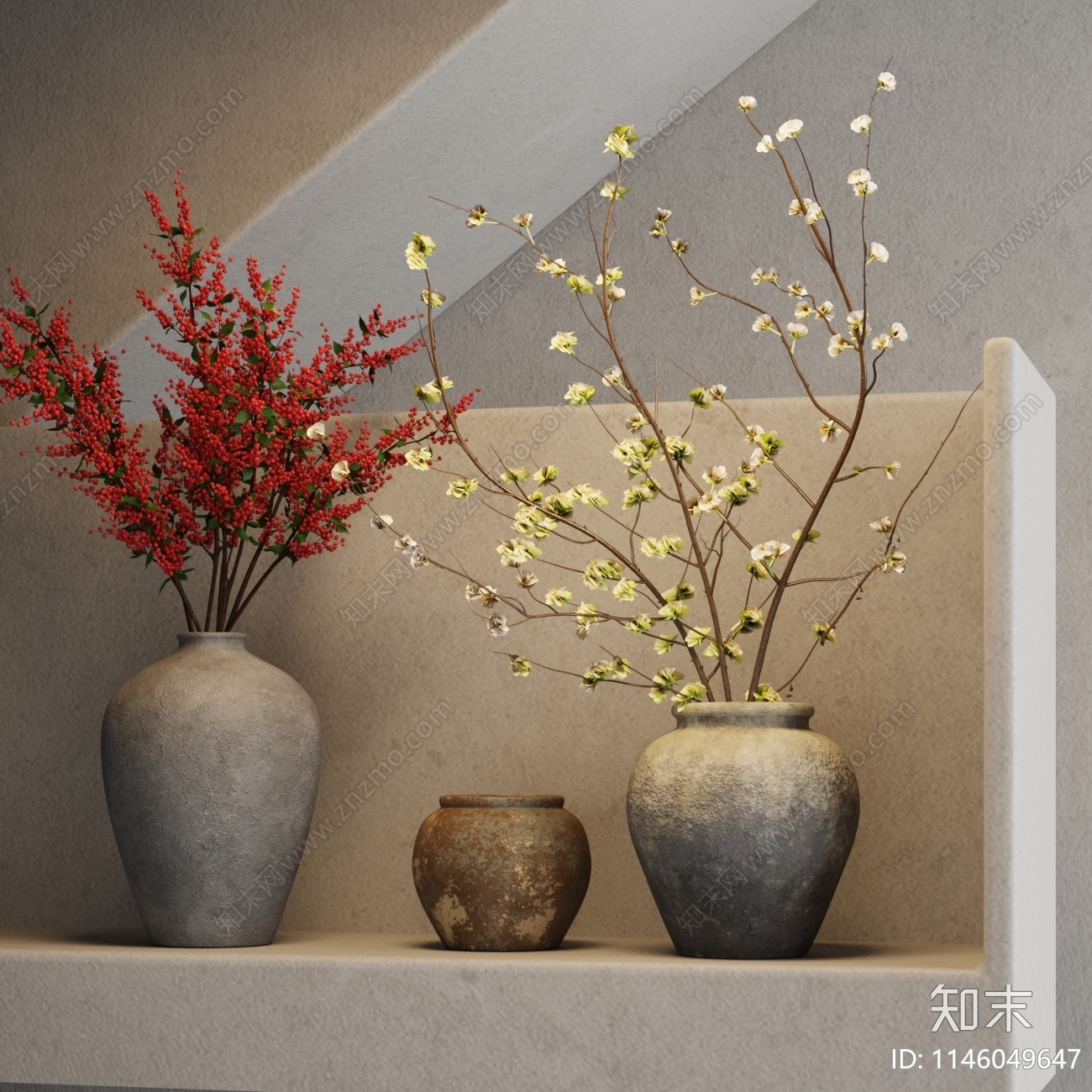 花瓶花艺3D模型下载【ID:1146049647】