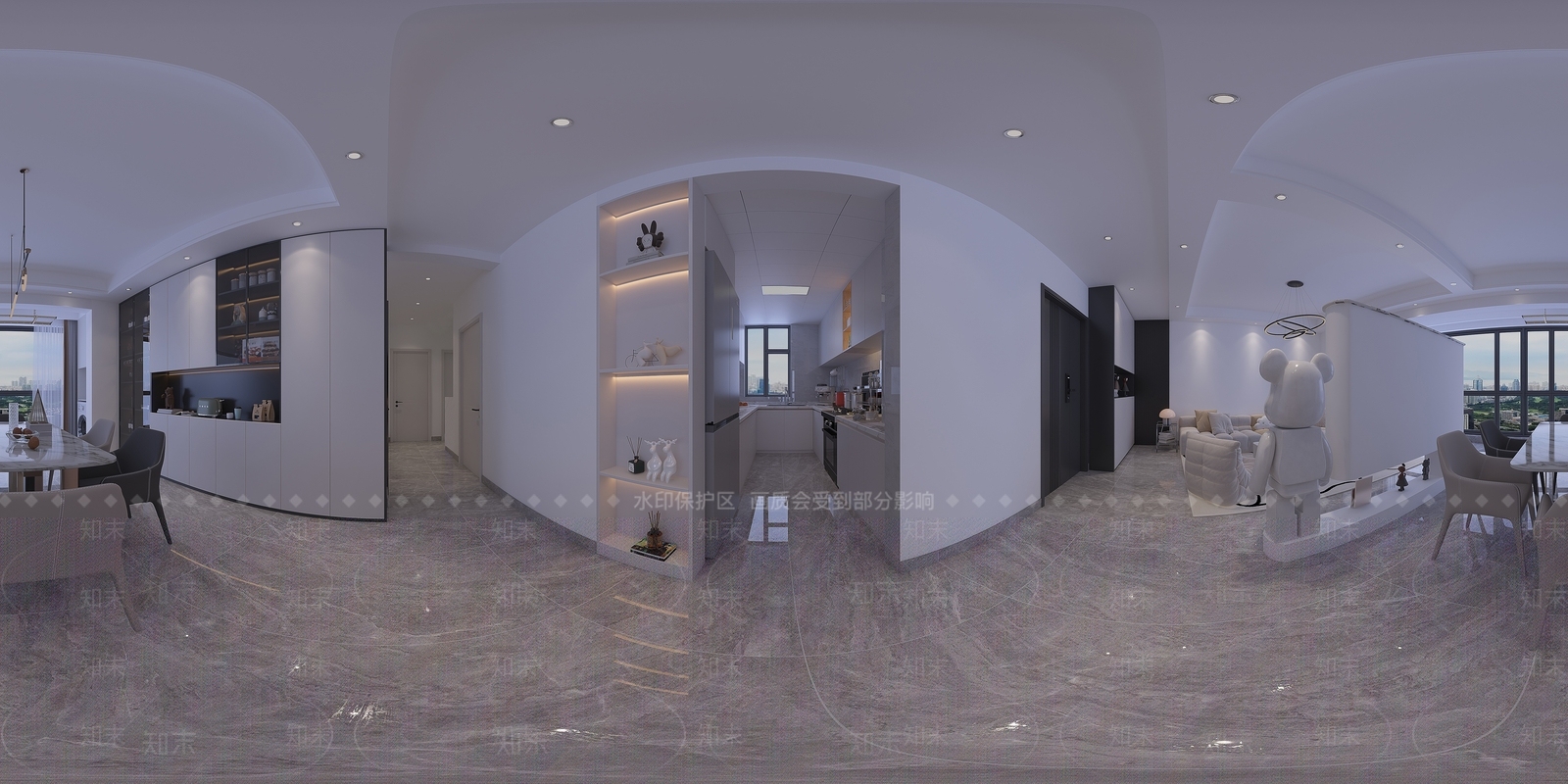 现代全景客餐厅3D模型下载【ID:1146052027】