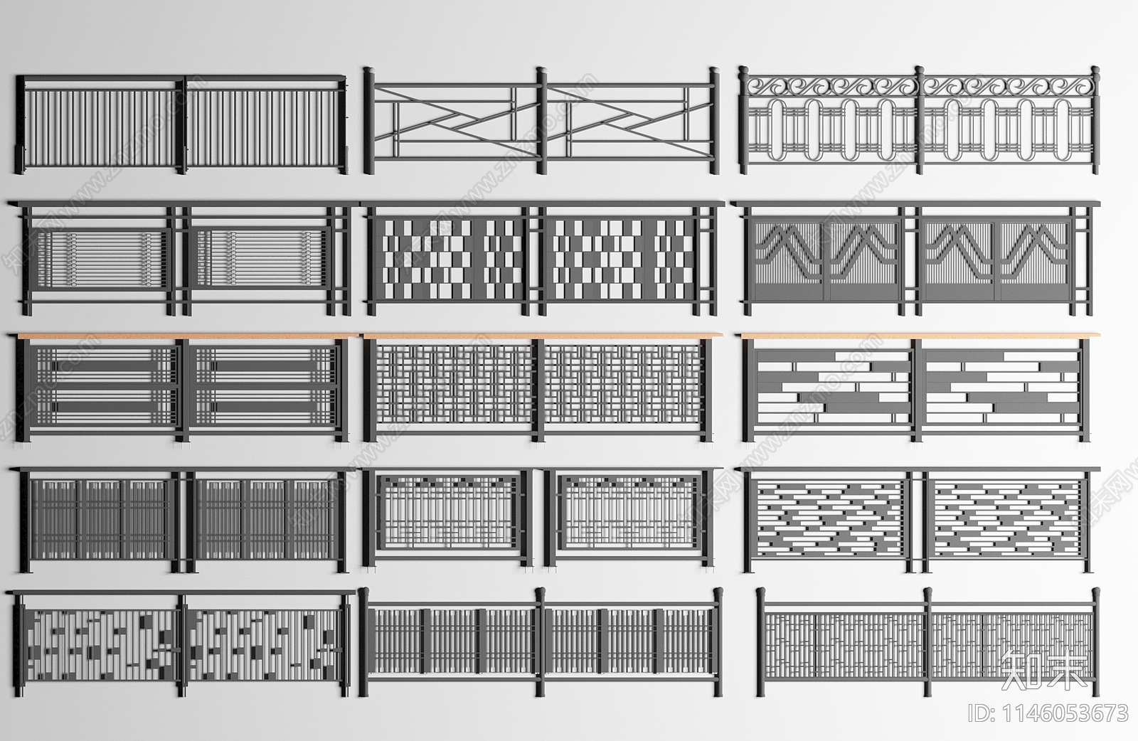 现代栏杆3D模型下载【ID:1146053673】
