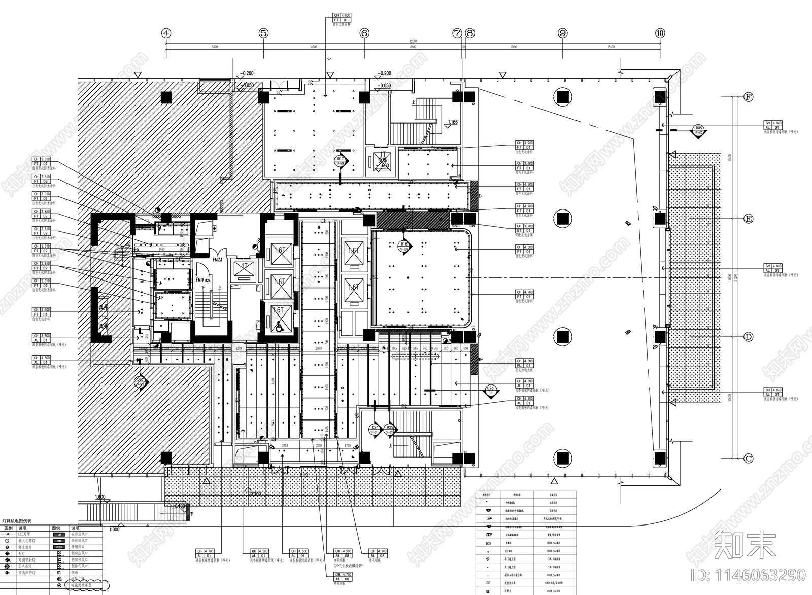 1楼办公大厅室内cad施工图下载【ID:1146063290】