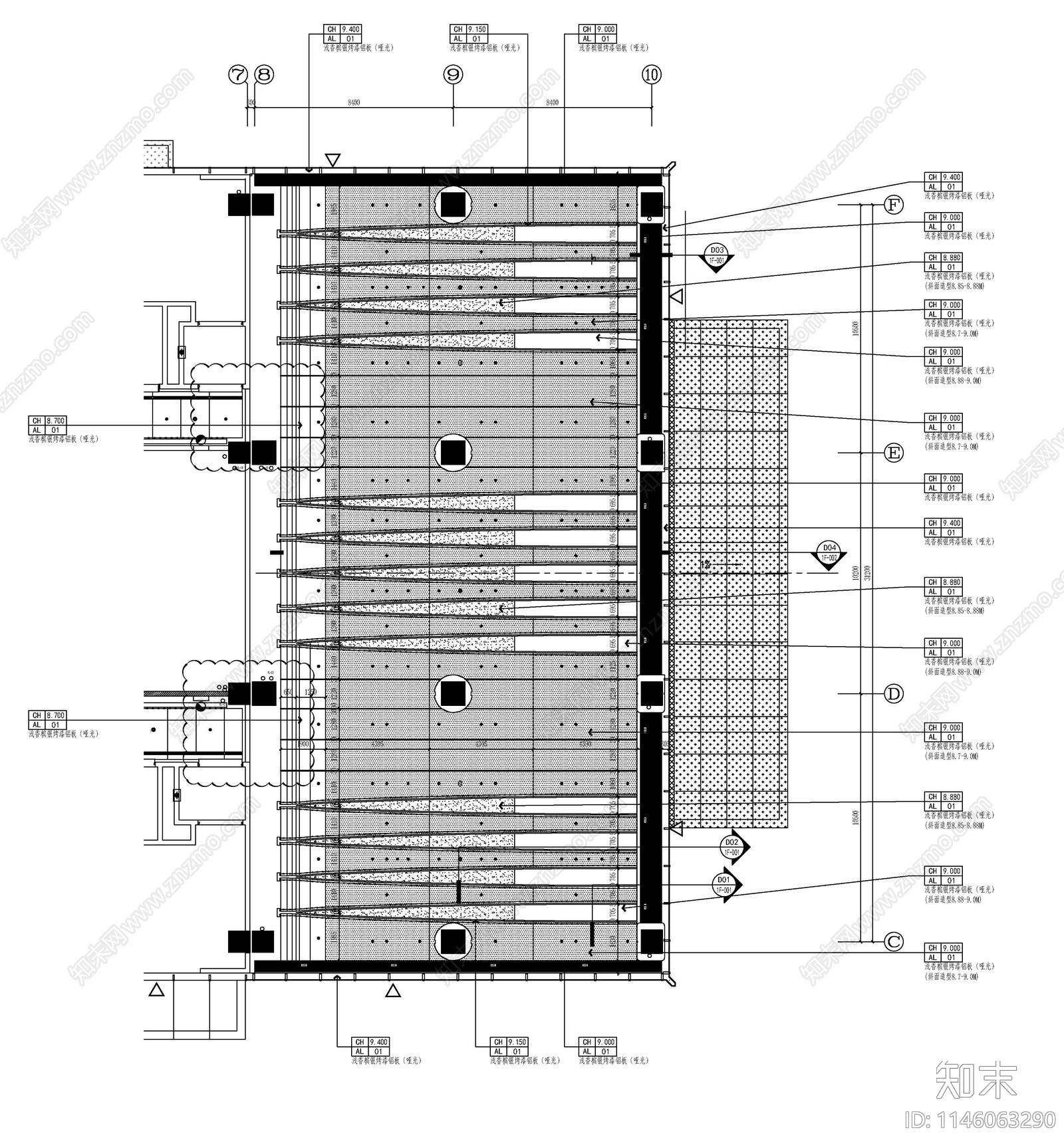 1楼办公大厅室内cad施工图下载【ID:1146063290】
