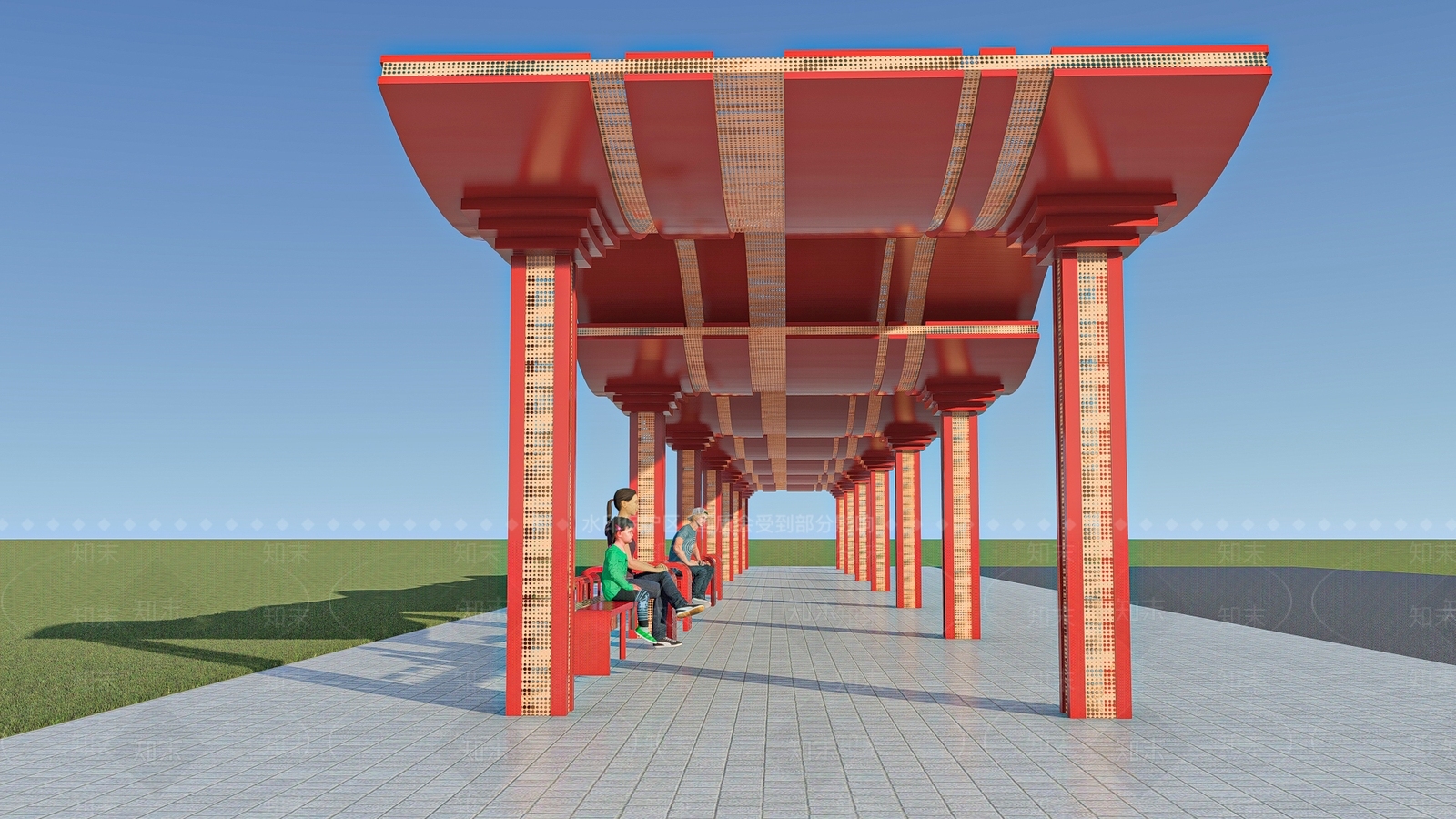 新中式廊架SU模型下载【ID:1146149669】