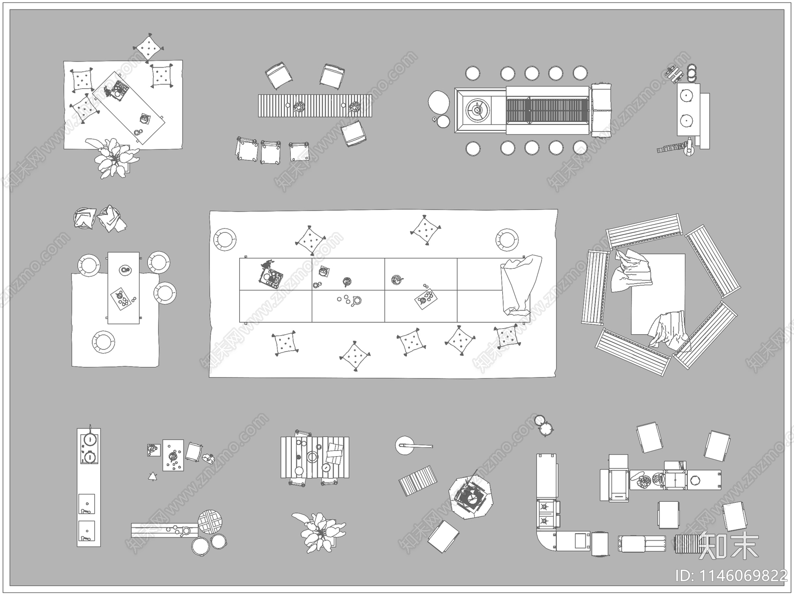 户外露营设施庭院桌椅施工图下载【ID:1146069822】