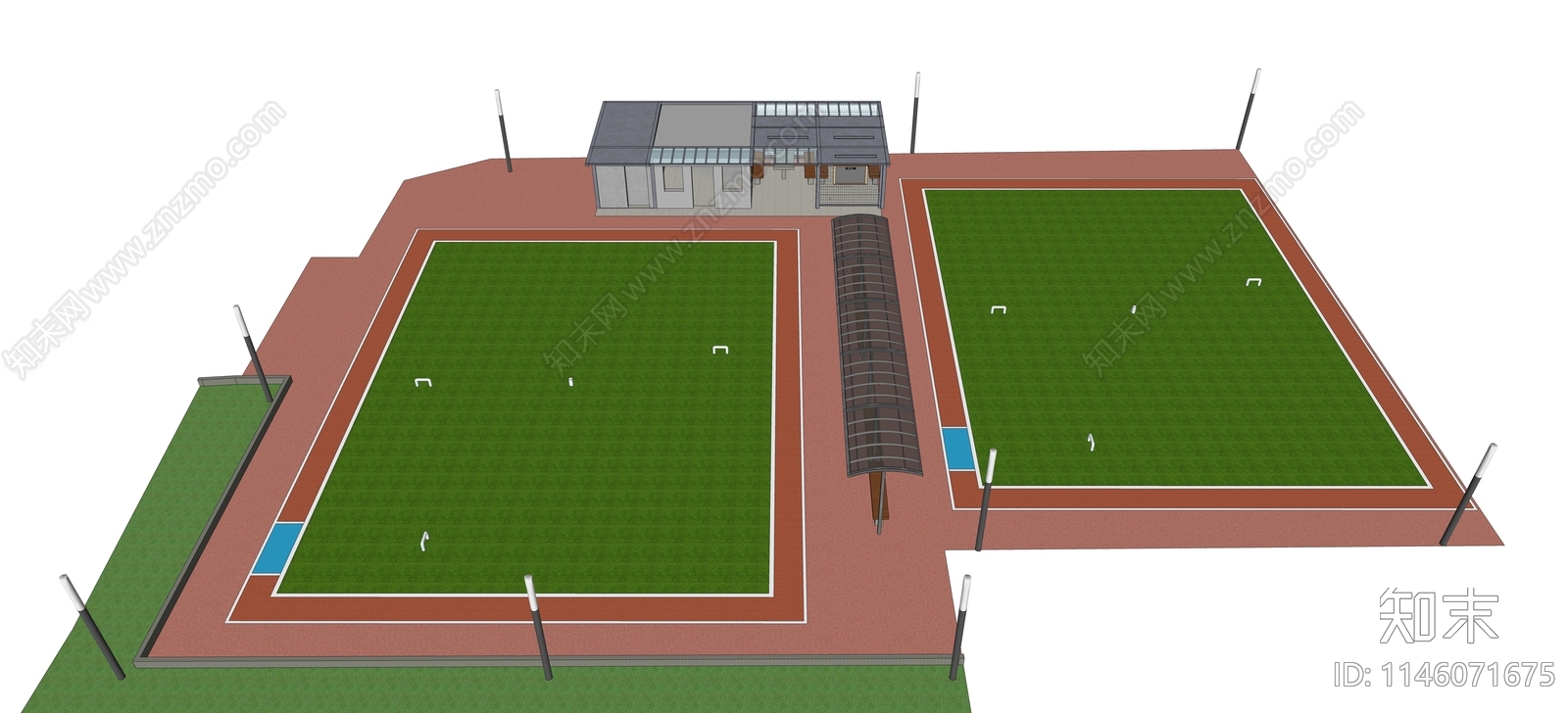 现代门球场地SU模型下载【ID:1146071675】