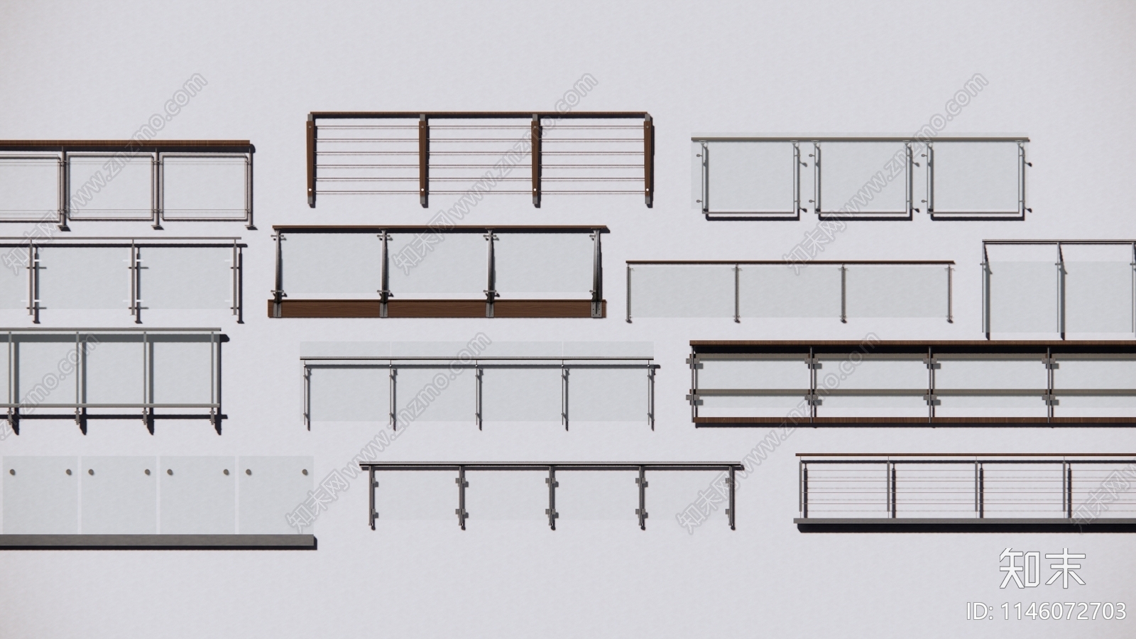 现代栏杆扶手SU模型下载【ID:1146072703】