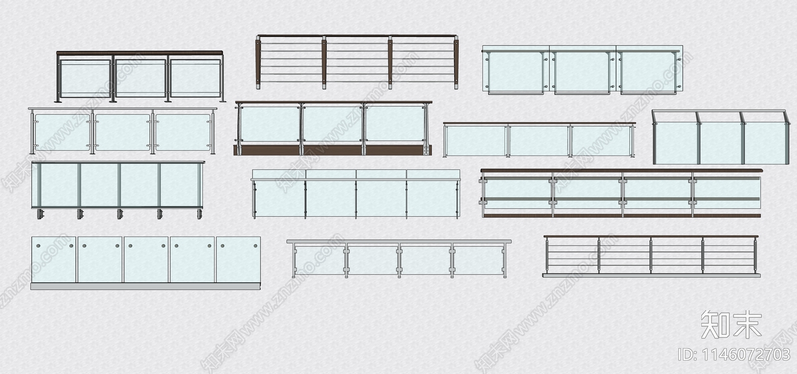 现代栏杆扶手SU模型下载【ID:1146072703】