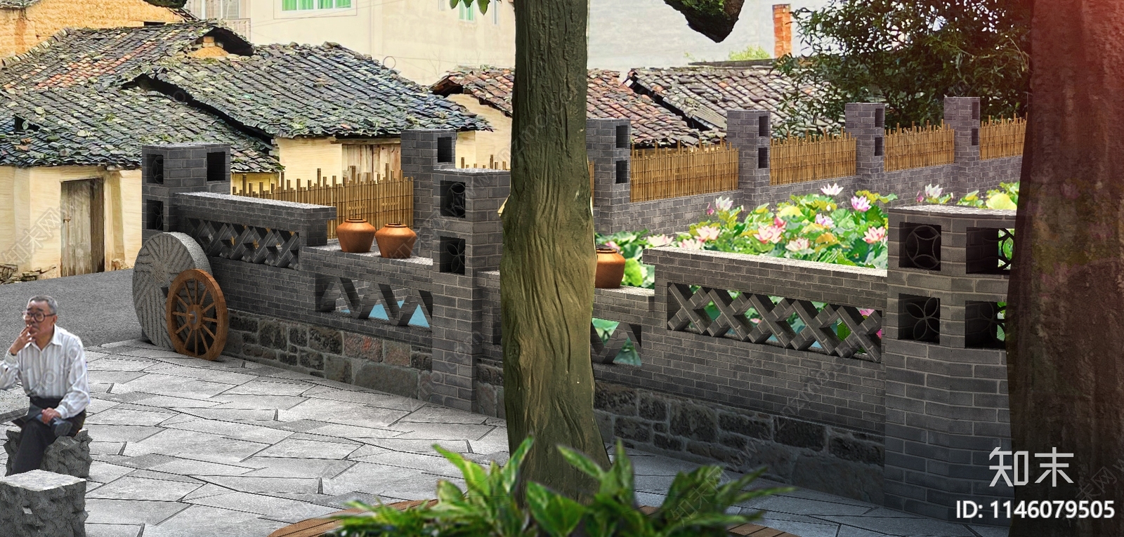 乡村庭院围墙青砖围墙节点施工图下载【ID:1146079505】