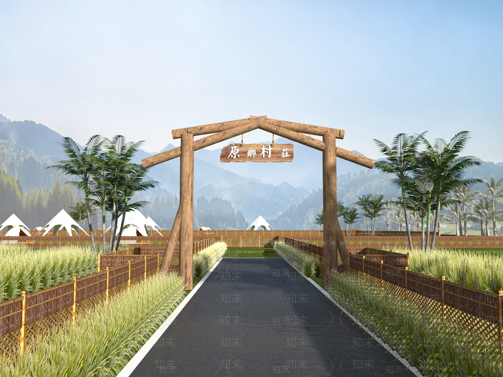 现代景观入口大门3D模型下载【ID:1146083347】