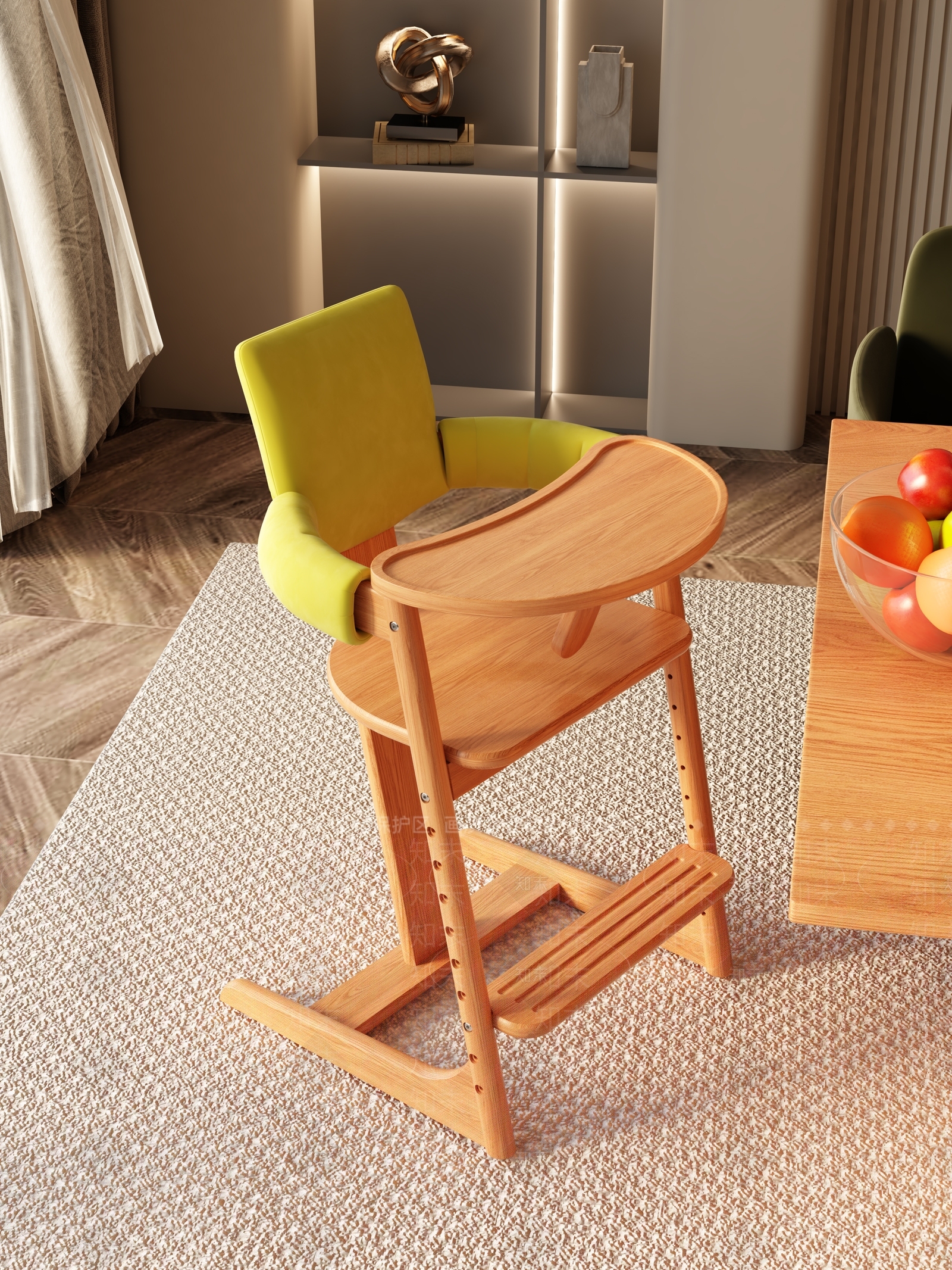 现代儿童餐椅3D模型下载【ID:1146083501】