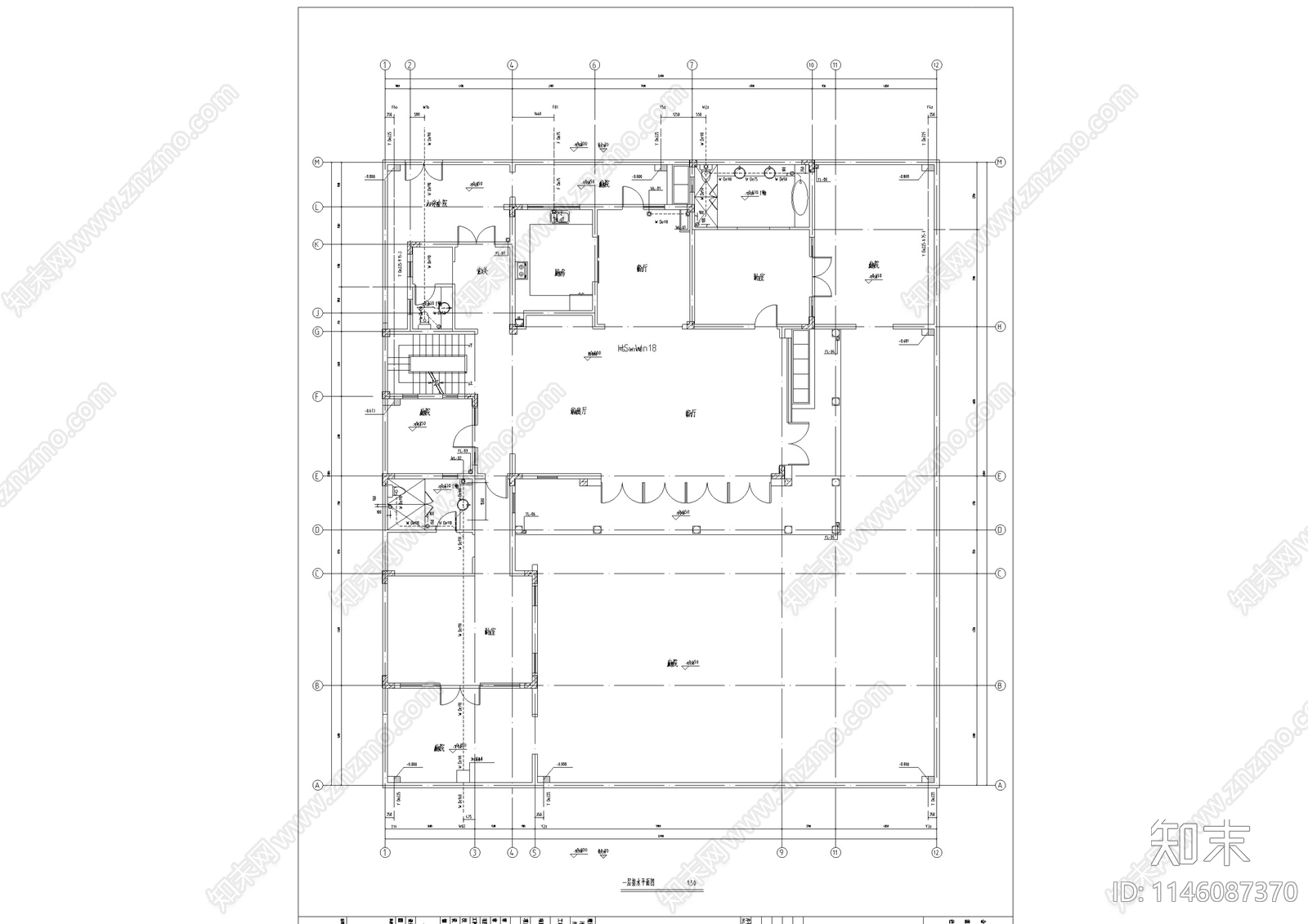 中式仿古别墅建筑给排水cad施工图下载【ID:1146087370】