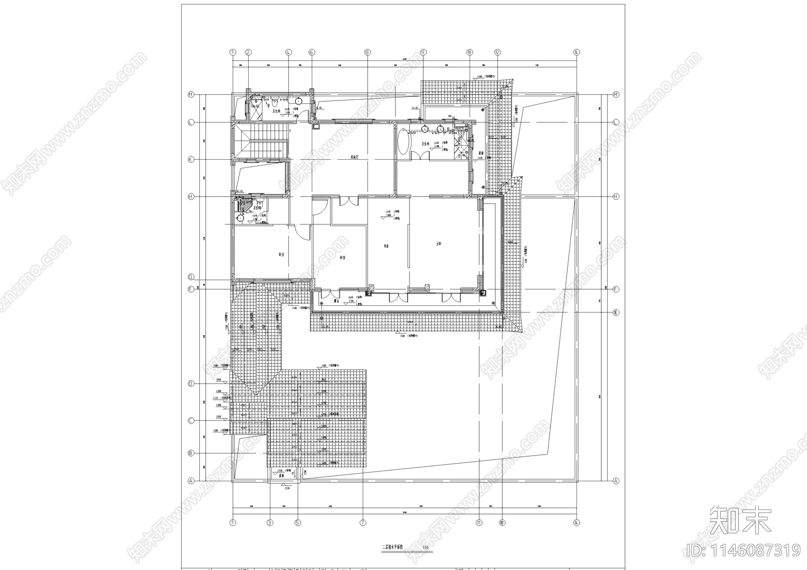 中式仿古别墅建筑给排水施工图下载【ID:1146087319】