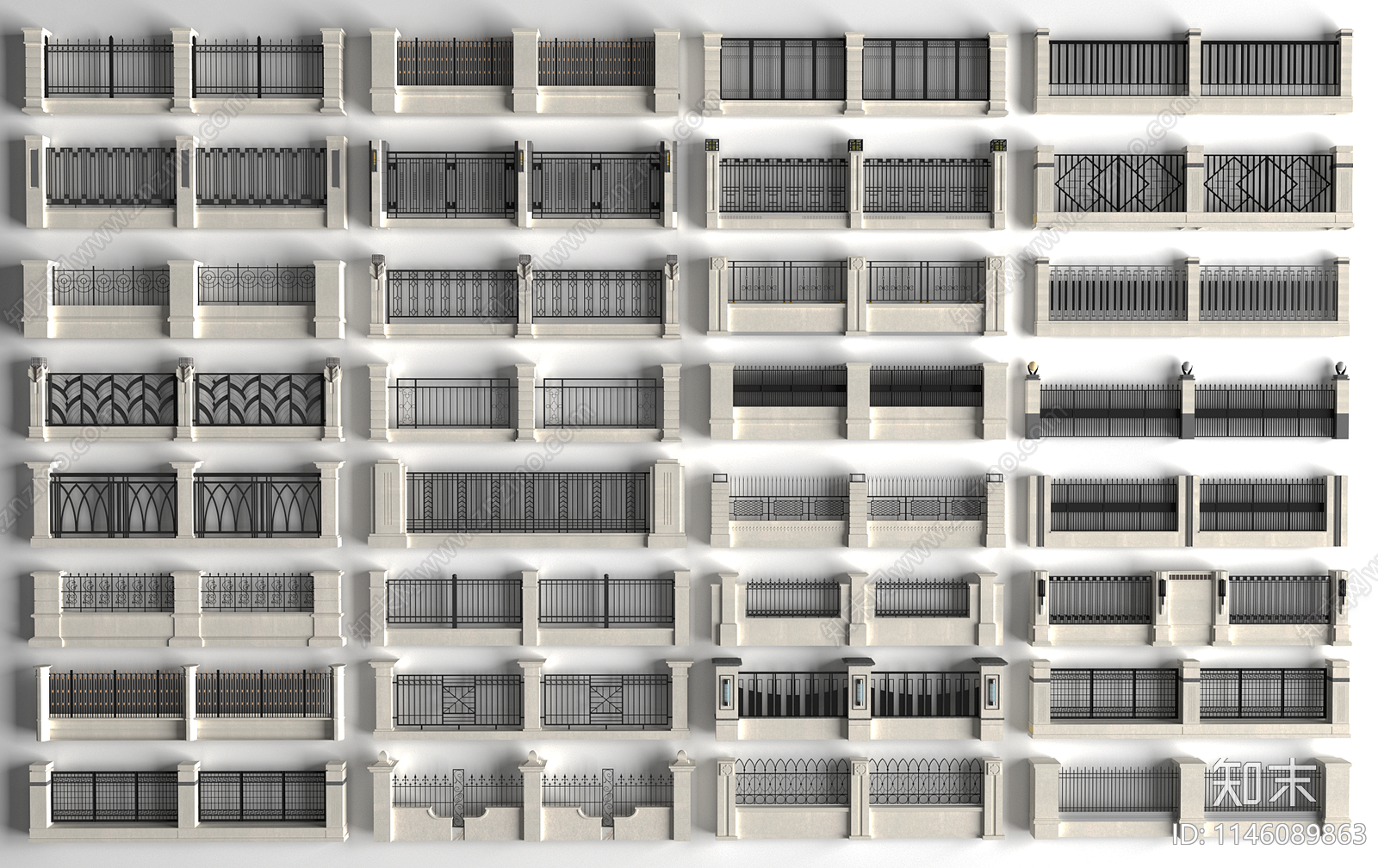 现代栏杆3D模型下载【ID:1146089863】