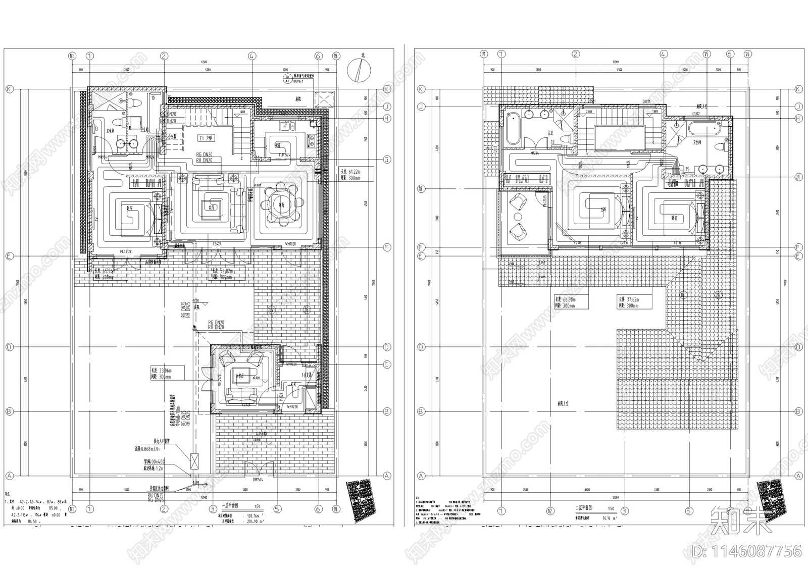 中式仿古别墅建筑暖通节点施工图下载【ID:1146087756】