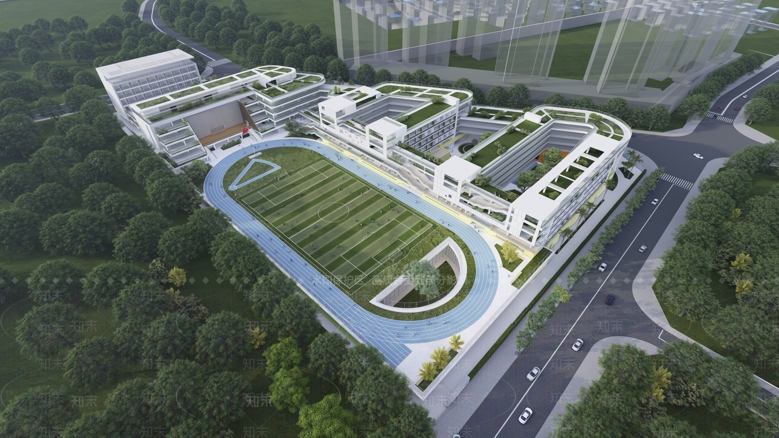 现代学校建筑SU模型精品下载_SketchUp模型_知末网