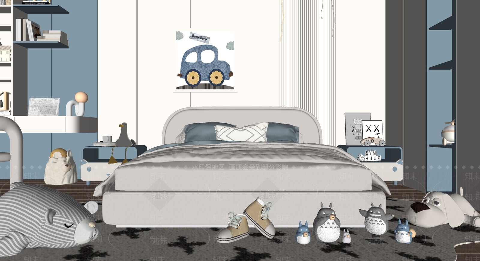 现代儿童床SU模型下载【ID:1146098951】