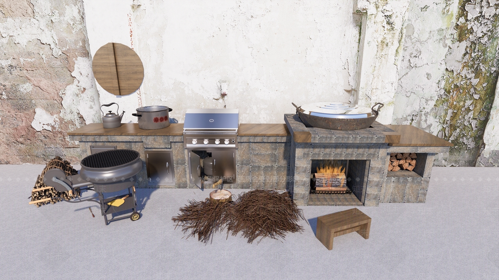 农村灶台SU模型下载【ID:1146100103】