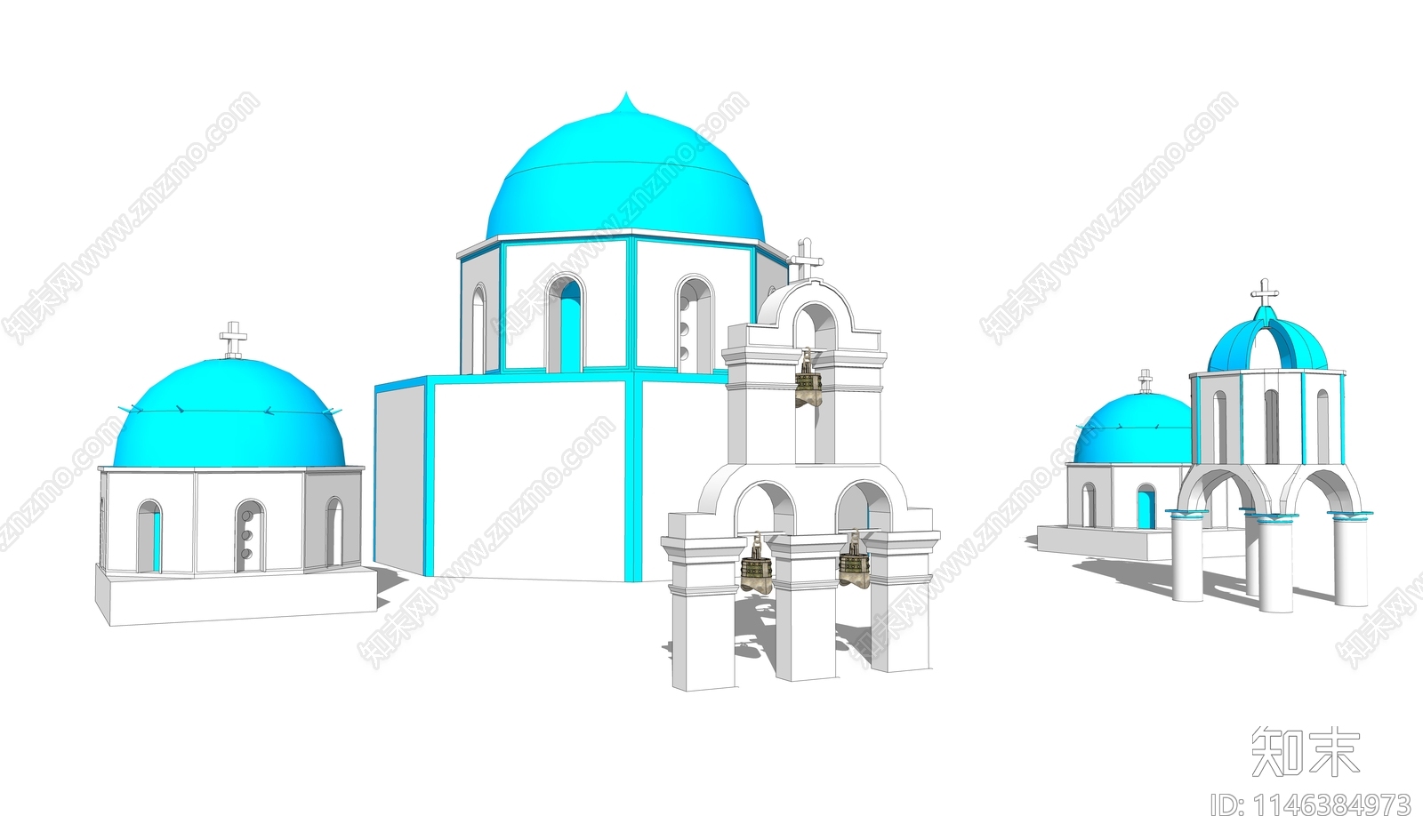 地中海风格建筑SU模型下载【ID:1146384973】