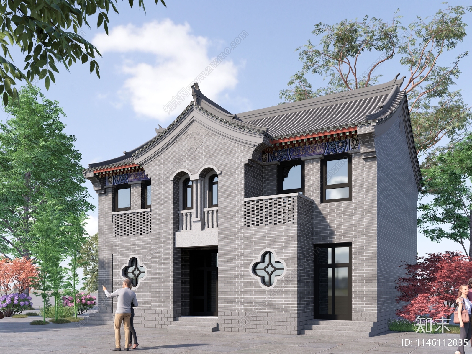 中式餐饮建筑SU模型下载【ID:1146112035】