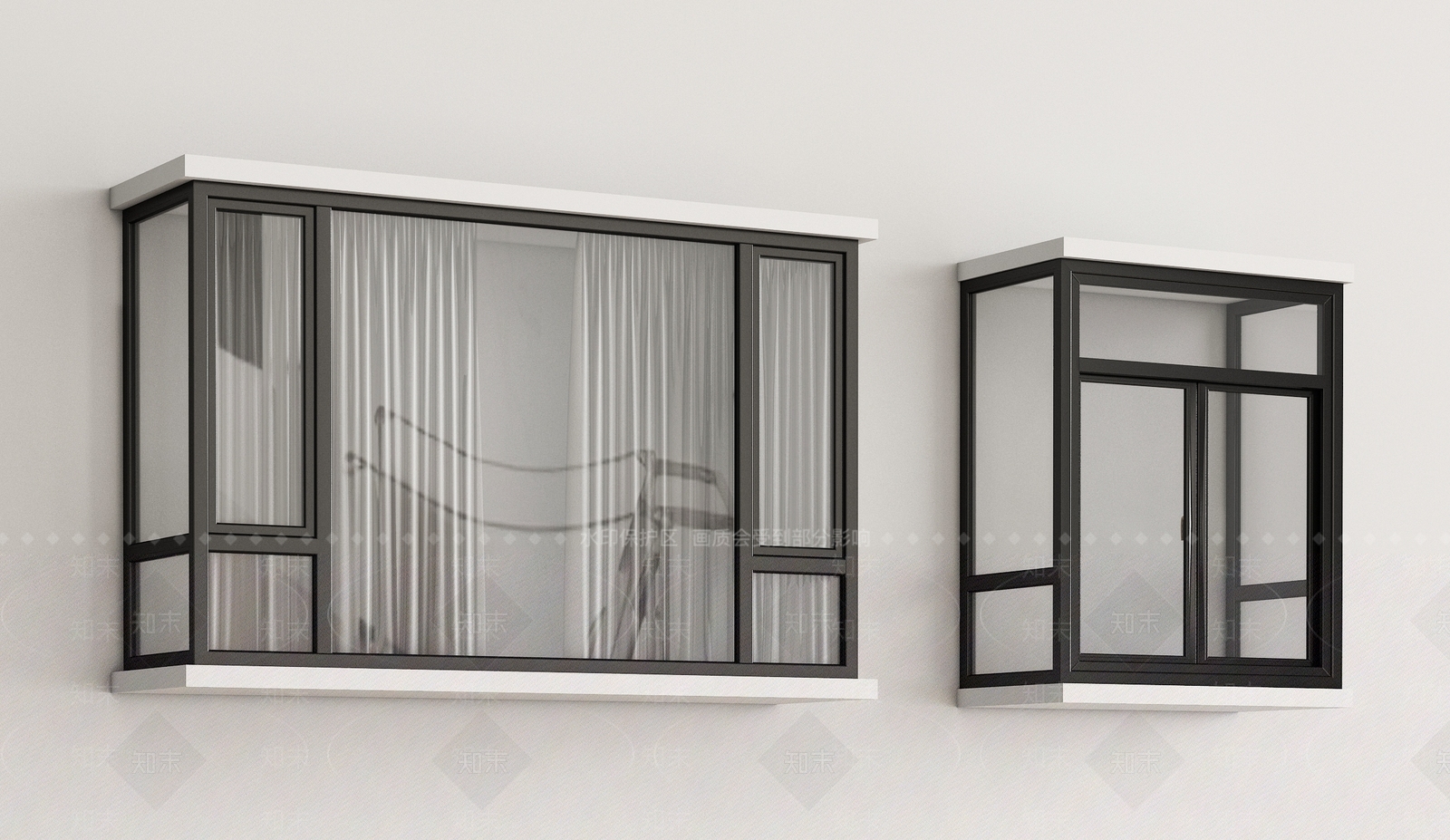 现代铝合金飘窗SU模型下载【ID:1146113030】