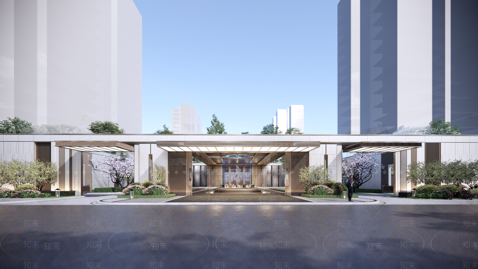 现代小区入口大门SU模型下载【ID:1146113973】