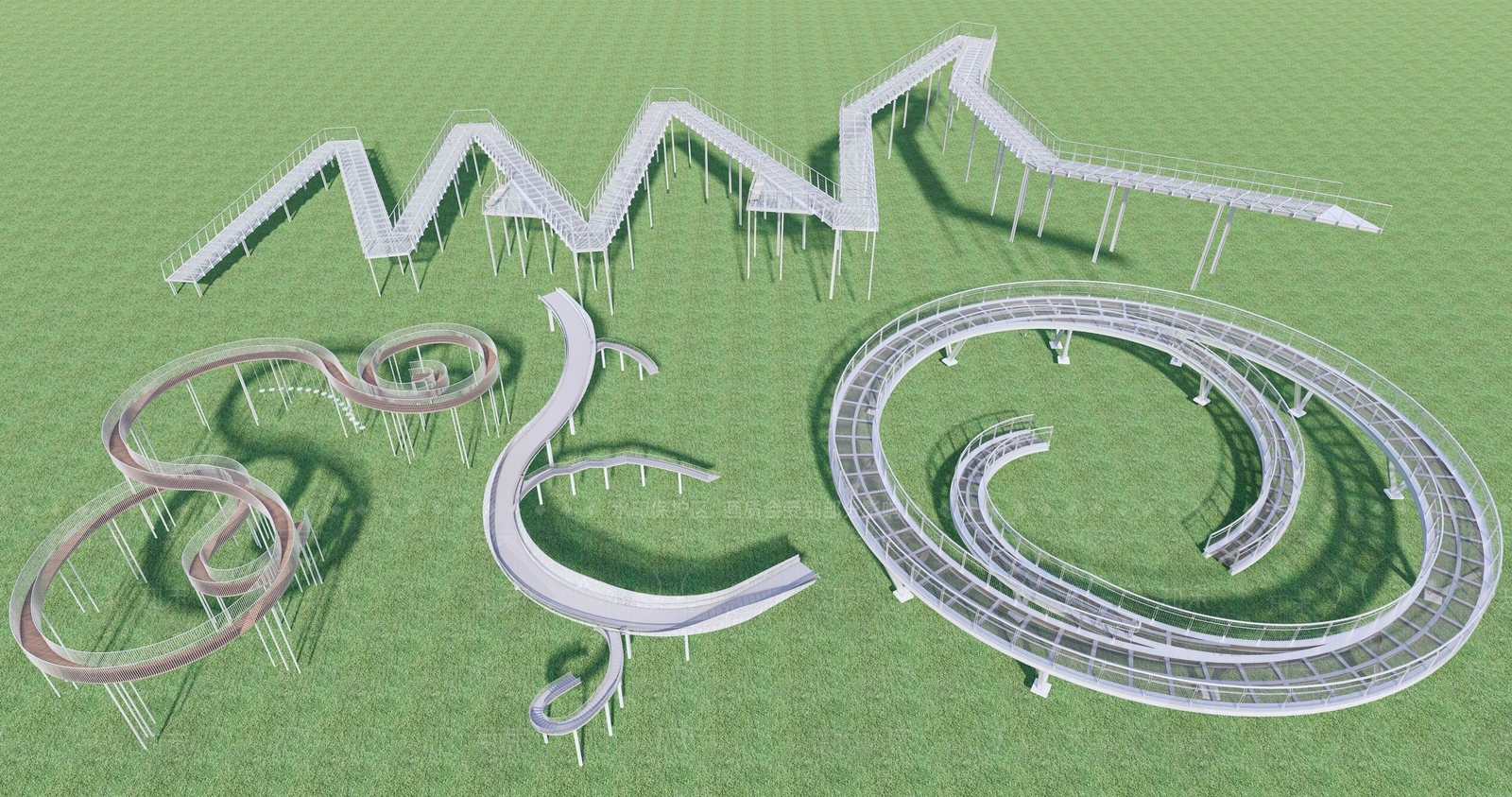 现代景观桥SU模型下载【ID:1146114505】