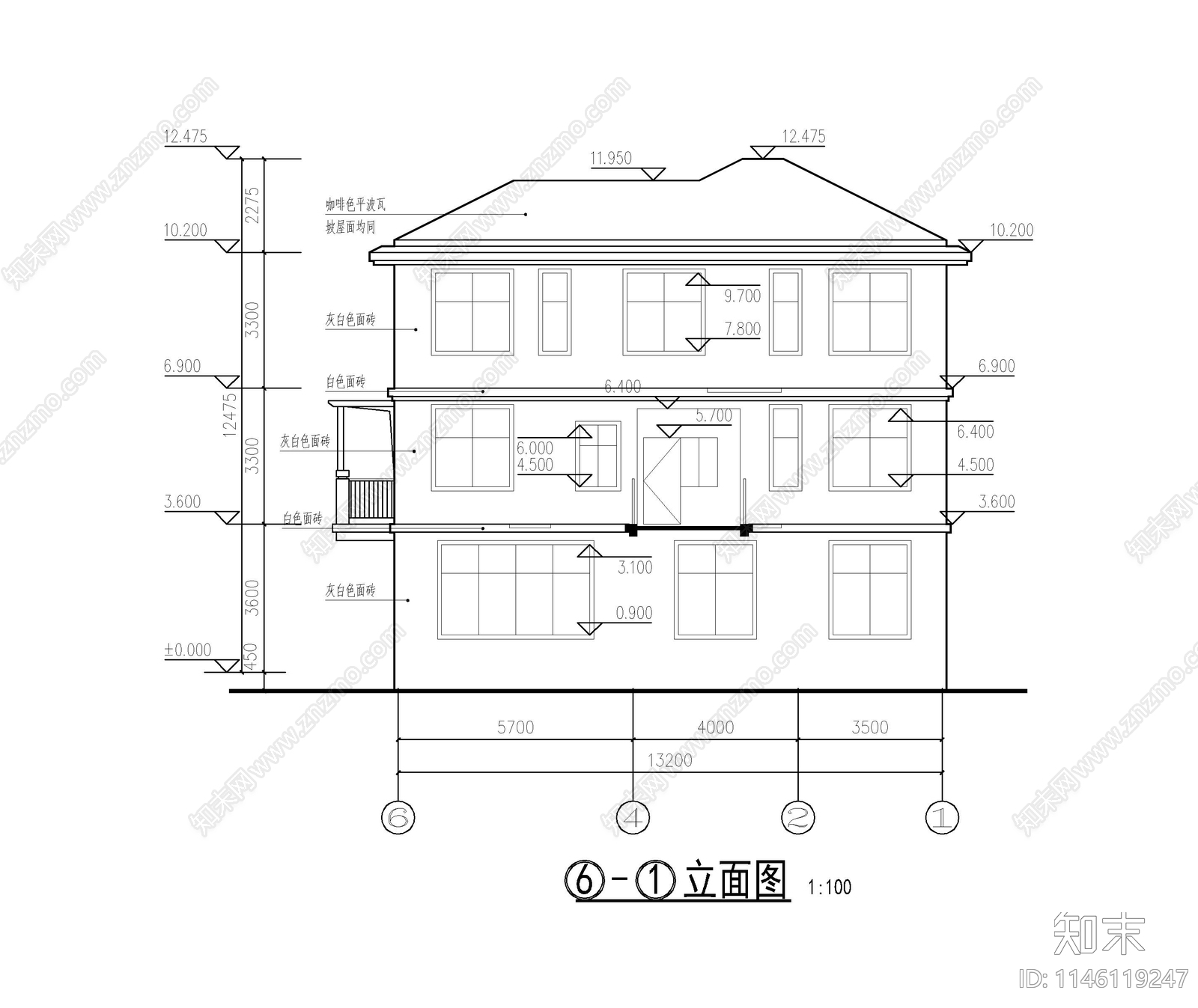 简欧别墅建筑cad施工图下载【ID:1146119247】