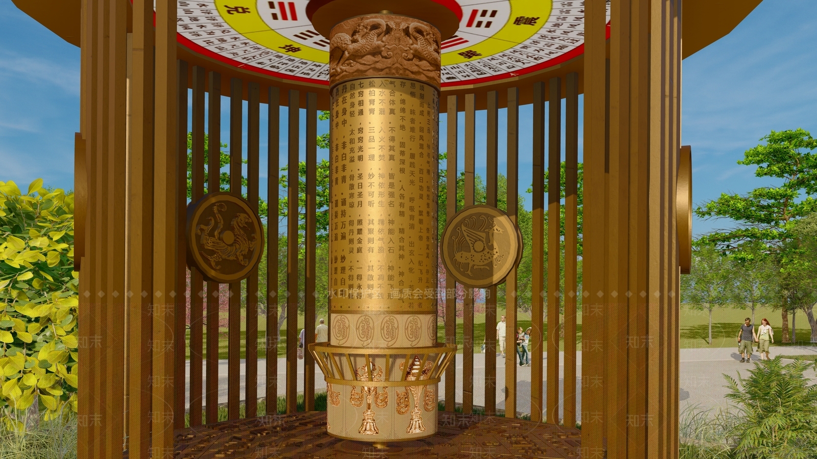 中式八卦主题亭子SU模型下载【ID:1146120883】