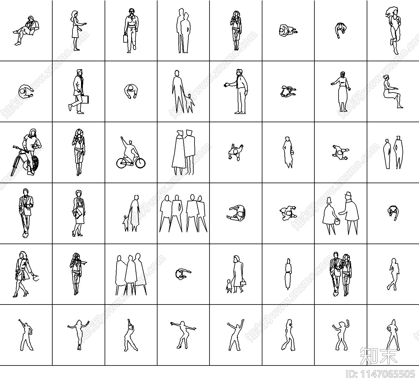 各形态人物素材图库施工图下载【ID:1147065505】