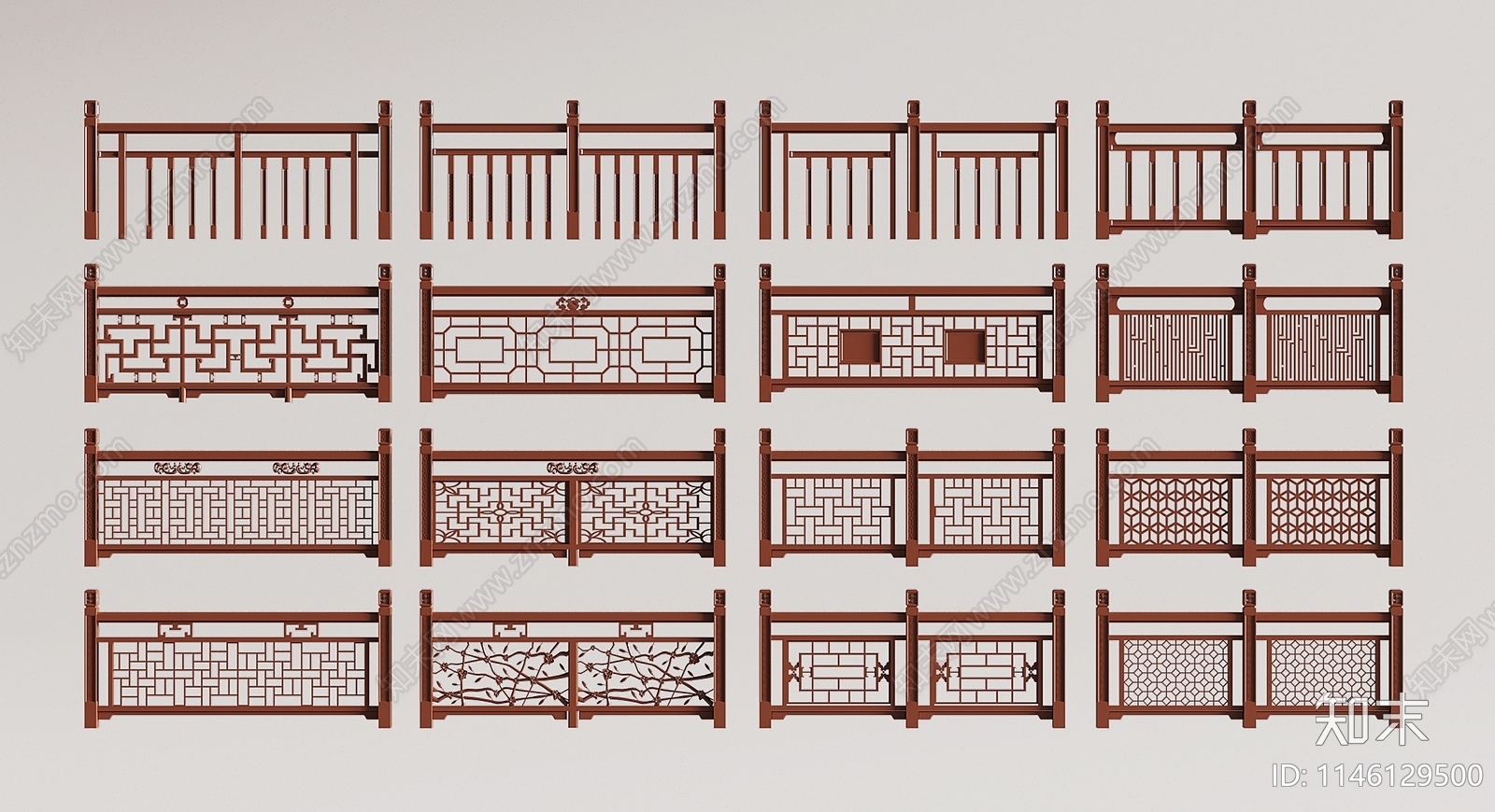新中式栏杆3D模型下载【ID:1146129500】