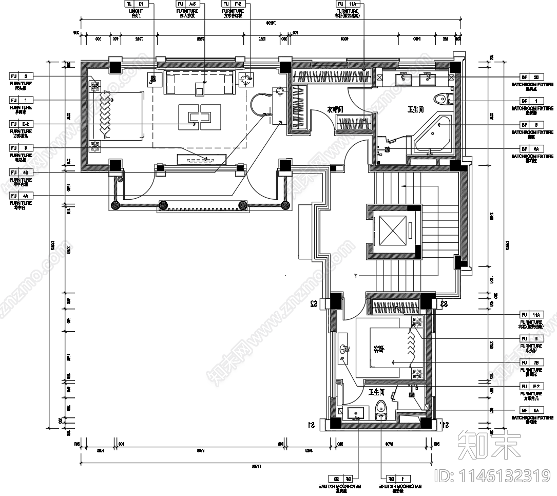 古城中式合院别墅室内cad施工图下载【ID:1146132319】