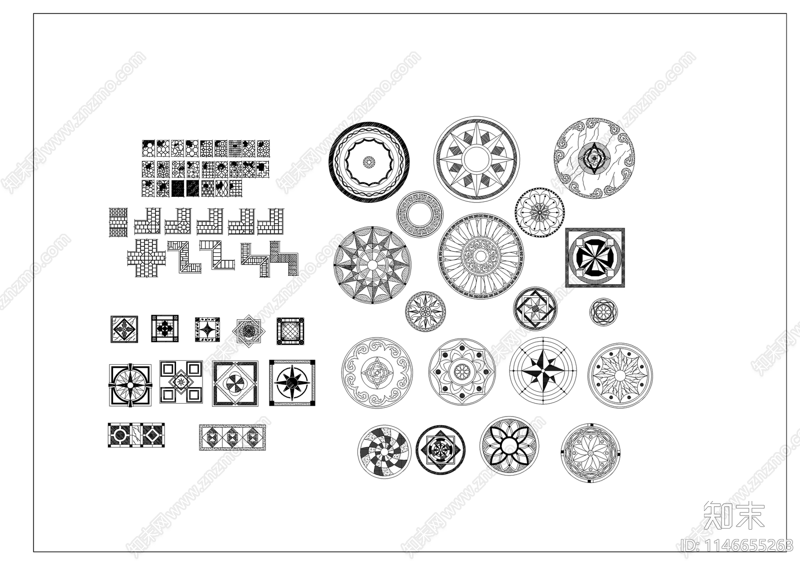 拼花户外拼花街花图库cad施工图下载【ID:1146655263】