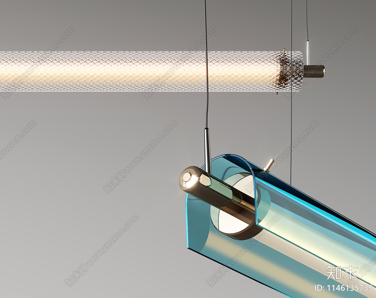现代长条吊灯SU模型下载【ID:1146135735】