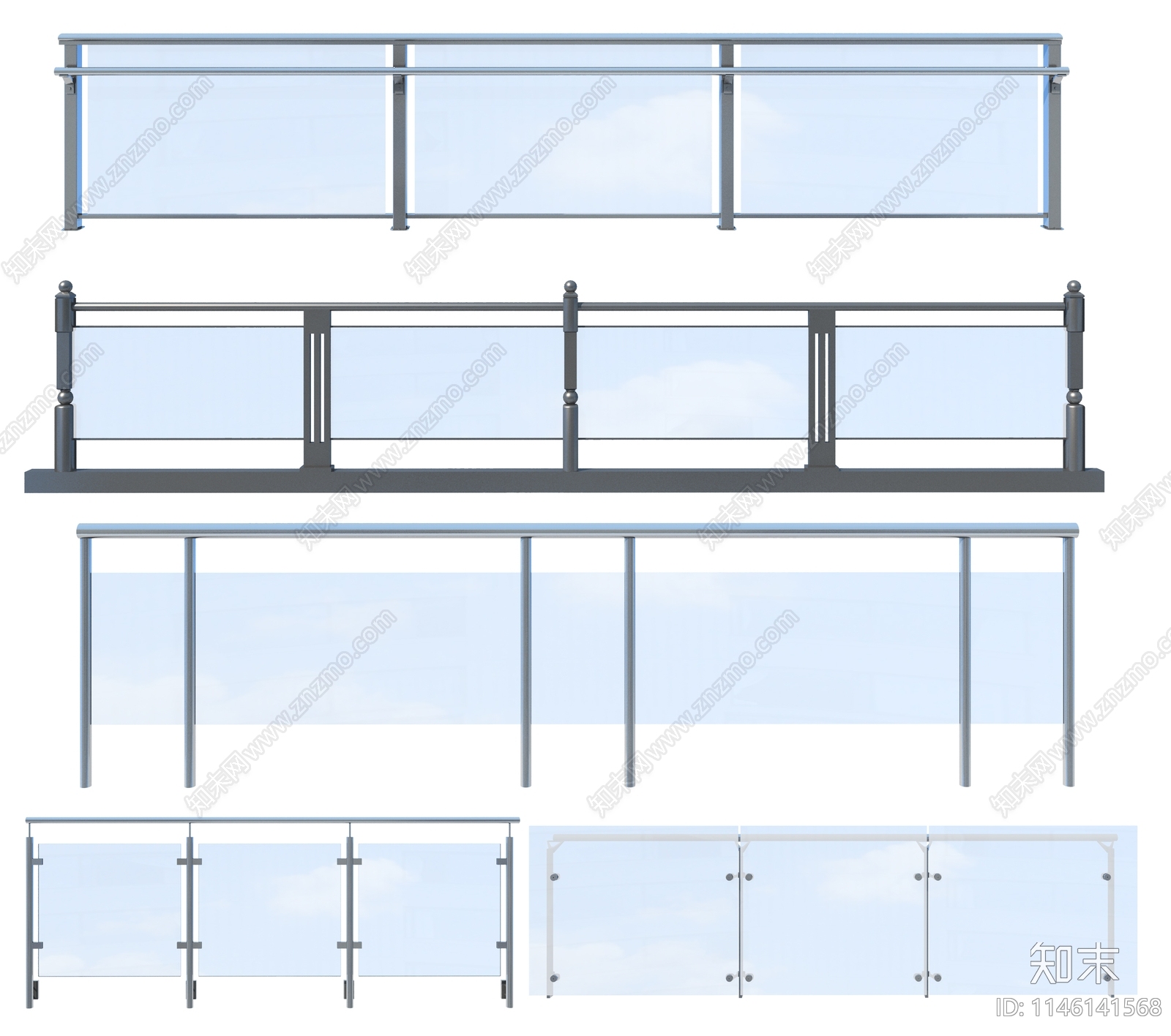 psd免抠户外不锈钢玻璃栏杆护栏下载【ID:1146141568】