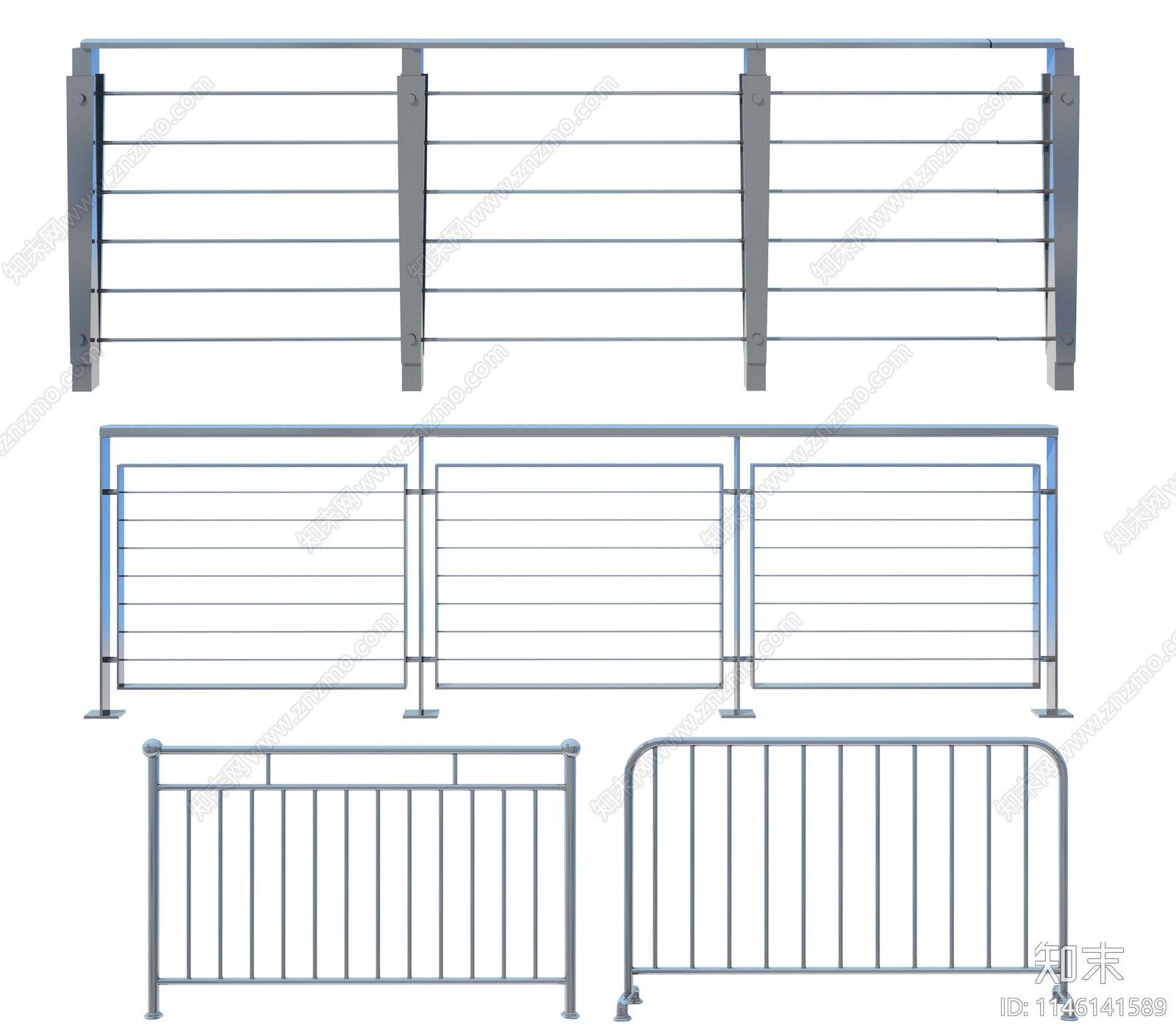 psd免抠户外不锈钢玻璃栏杆护栏下载【ID:1146141589】