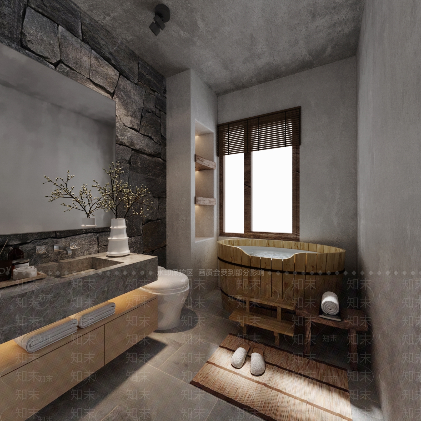 侘寂民宿卫生间3D模型下载【ID:1146144153】