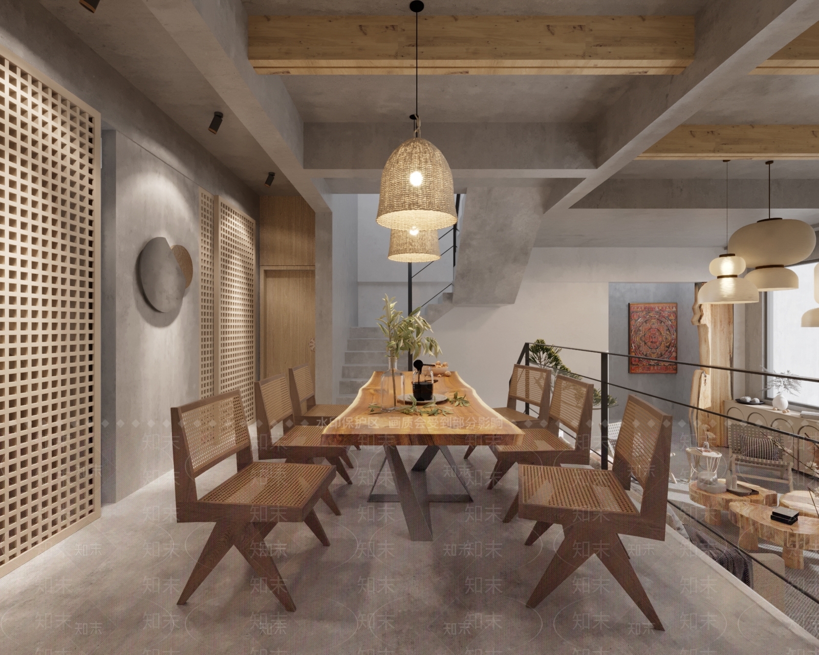 侘寂民宿大厅3D模型下载【ID:1146144719】_知末3d模型网