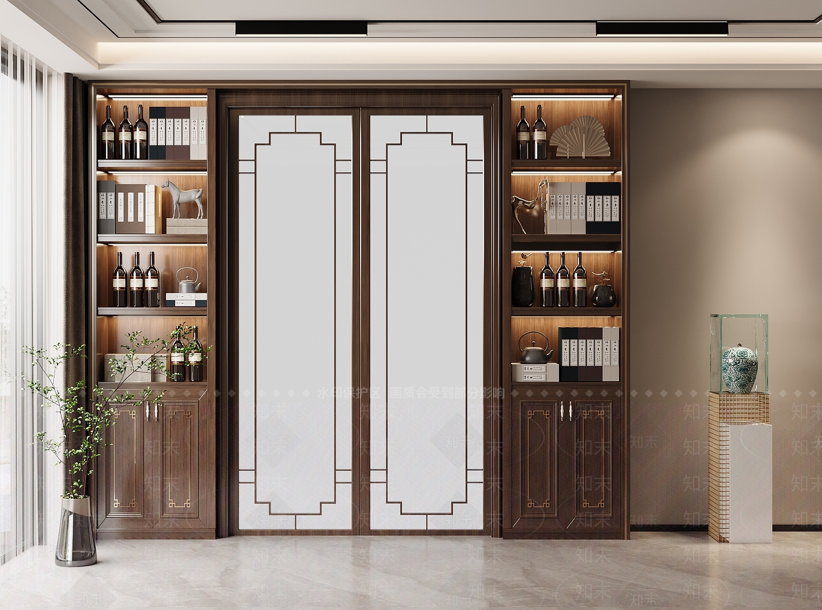 中式厨房推拉门3D模型下载【ID:1146144869】