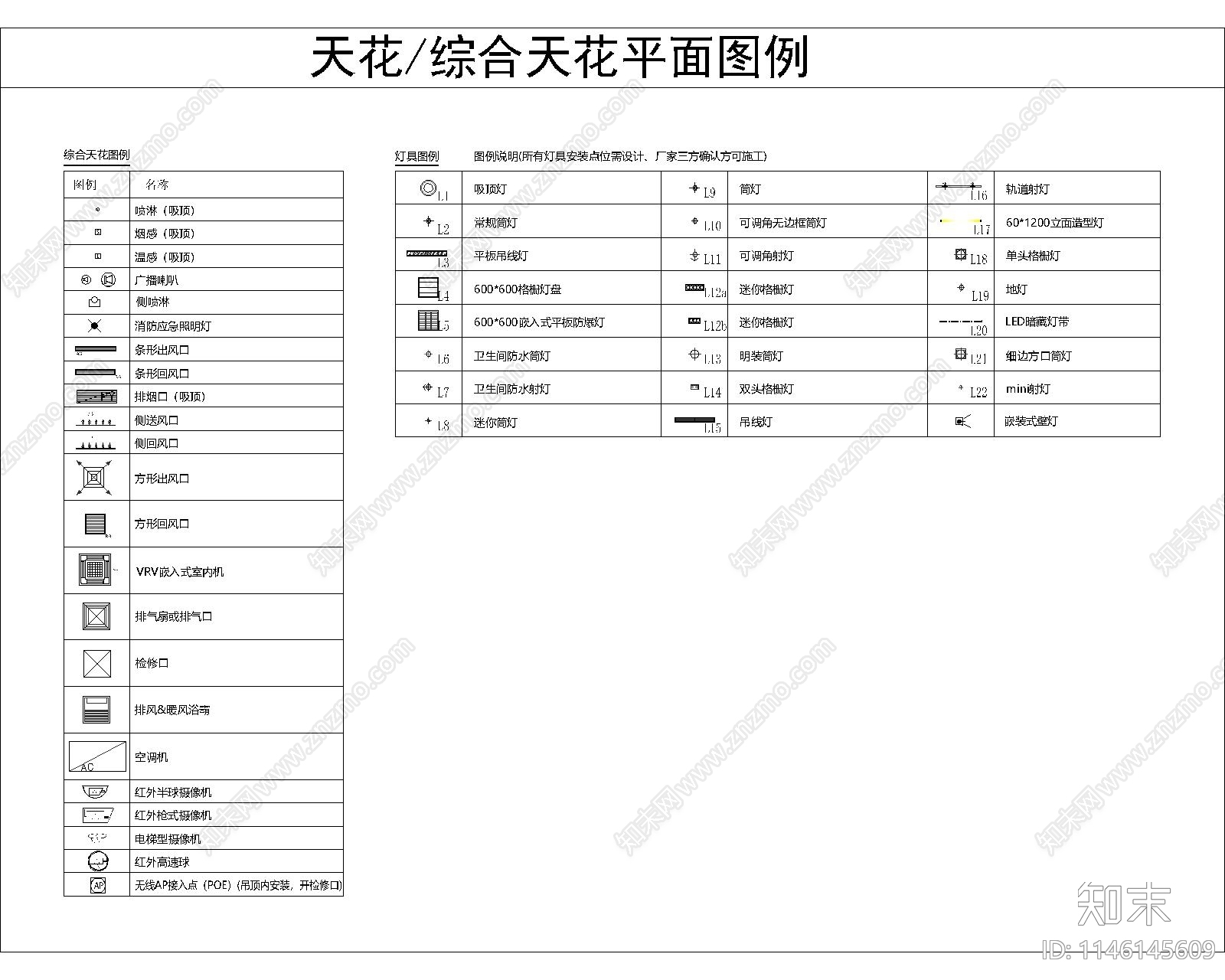 天花综合天花平面图库施工图下载【ID:1146145609】