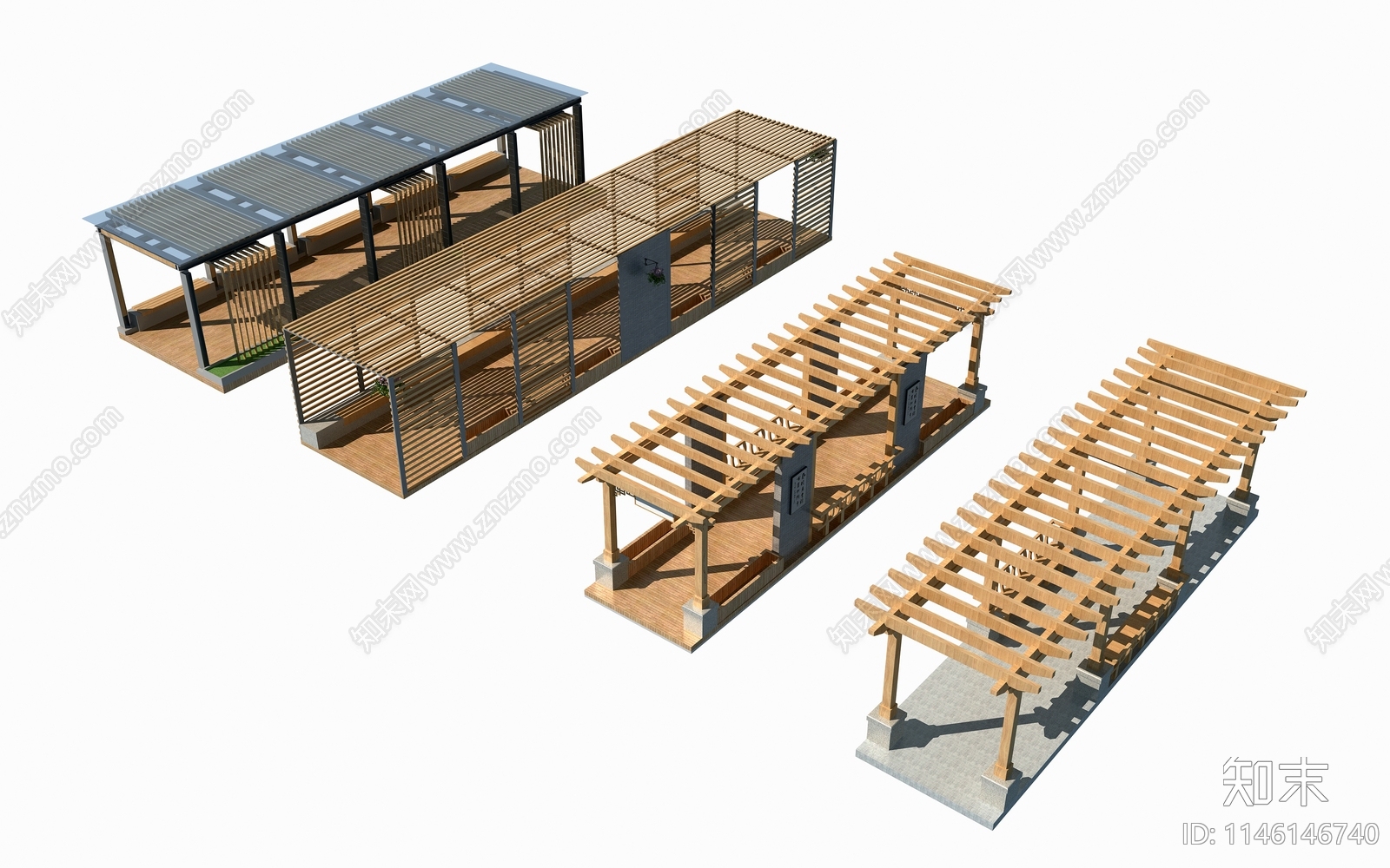 现代廊架3D模型下载【ID:1146146740】