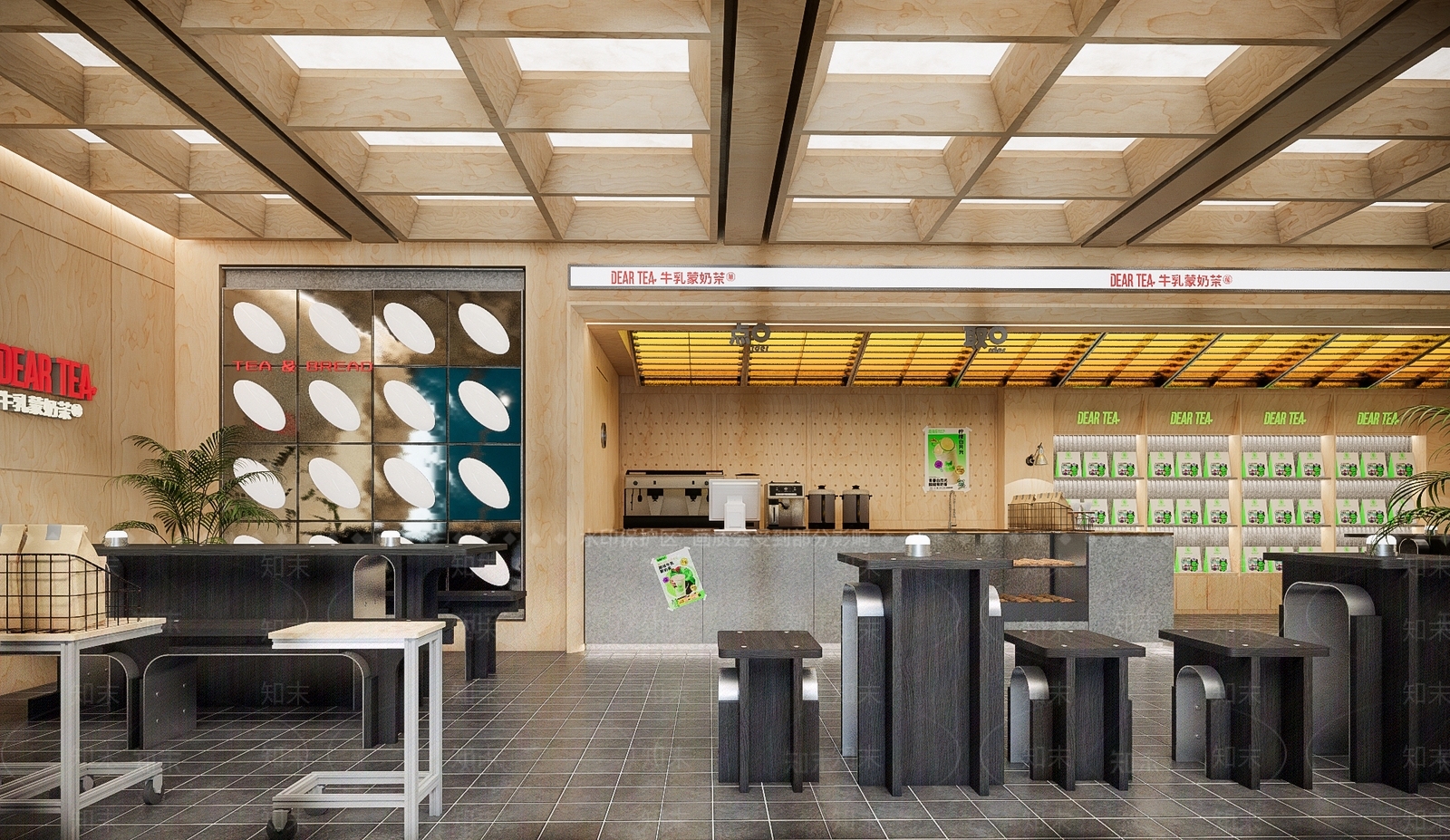 现代复古风奶茶店SU模型下载【ID:1146147212】