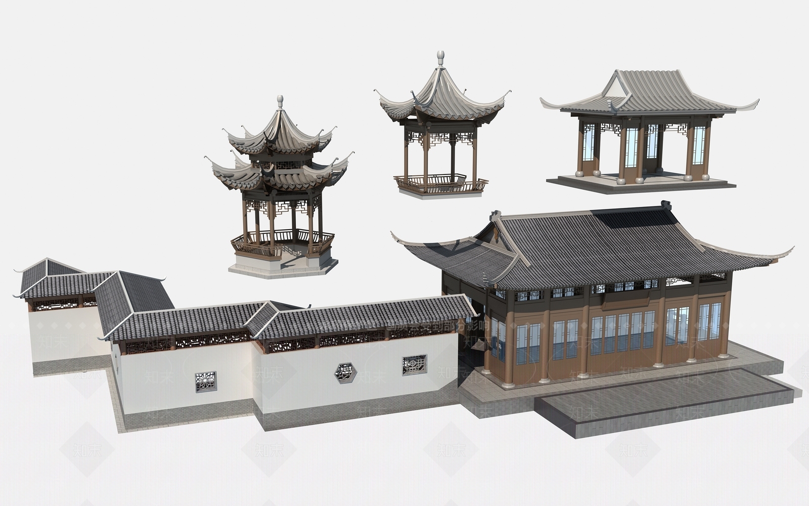 中式亭子3D模型下载【ID:1146153376】