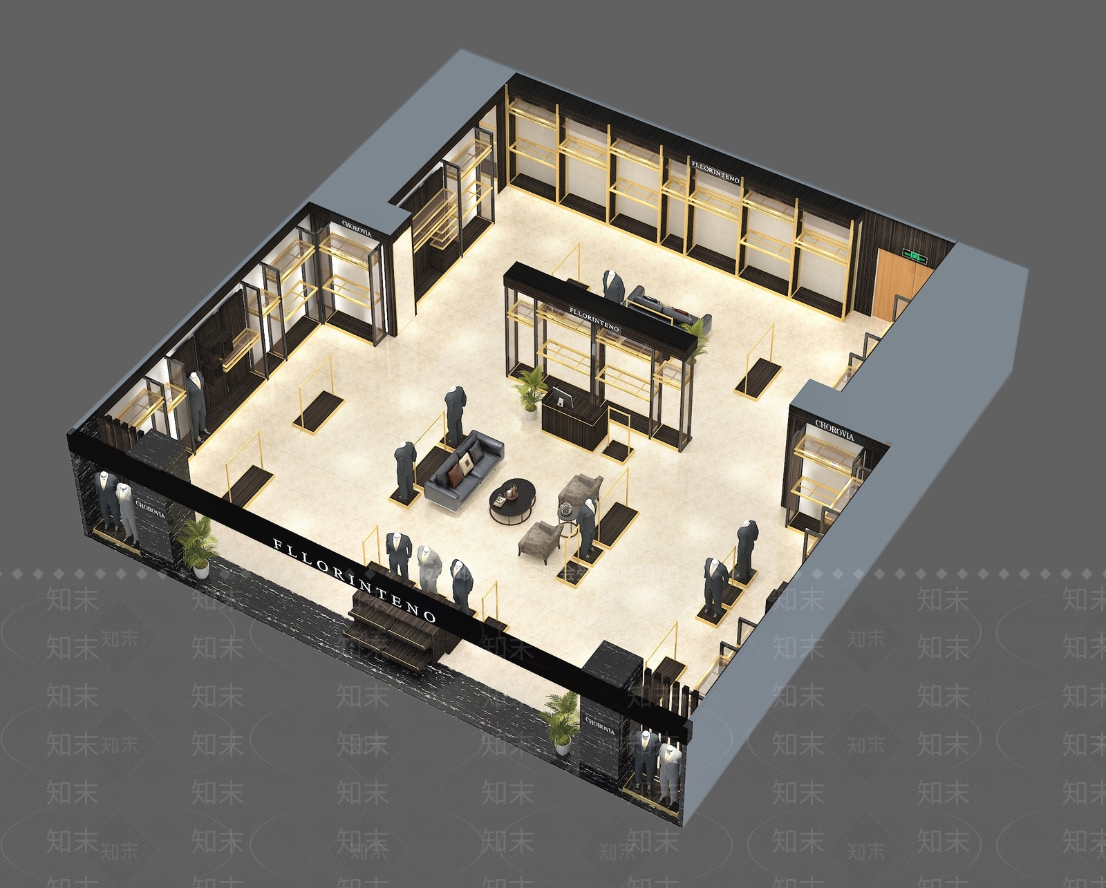 现代商务休闲男装店3D模型下载【ID:1146154714】