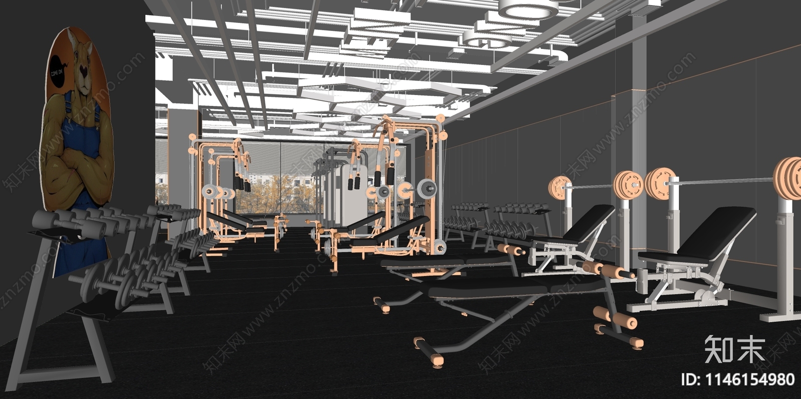 现代健身房SU模型下载【ID:1146154980】
