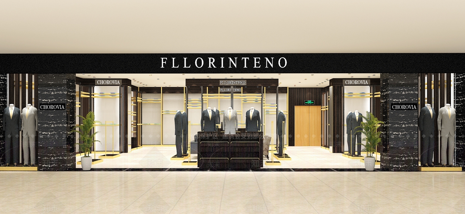 现代商务休闲男装店3D模型下载【ID:1146154714】