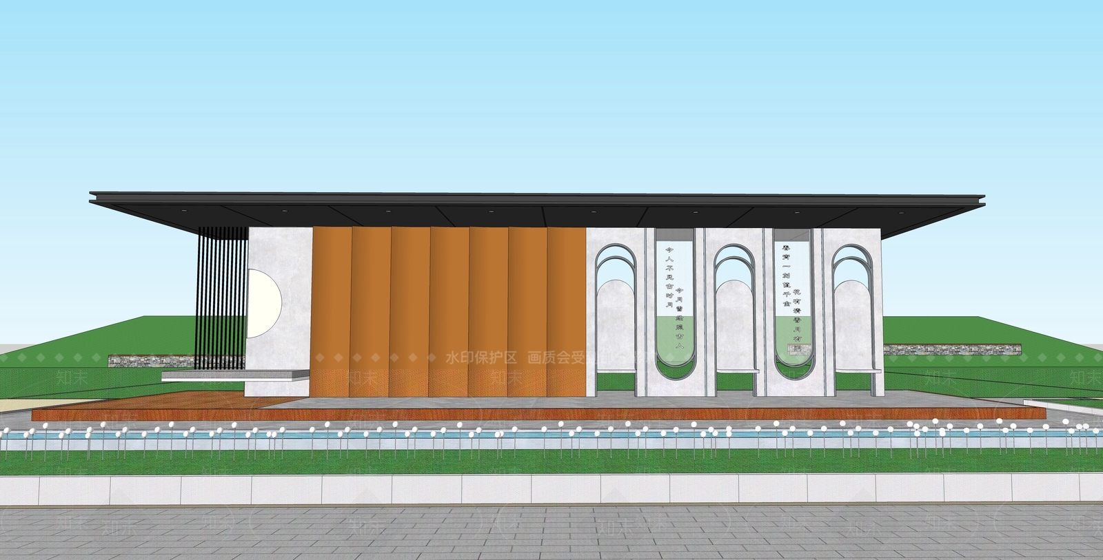 新中式廊架SU模型下载【ID:1146164773】