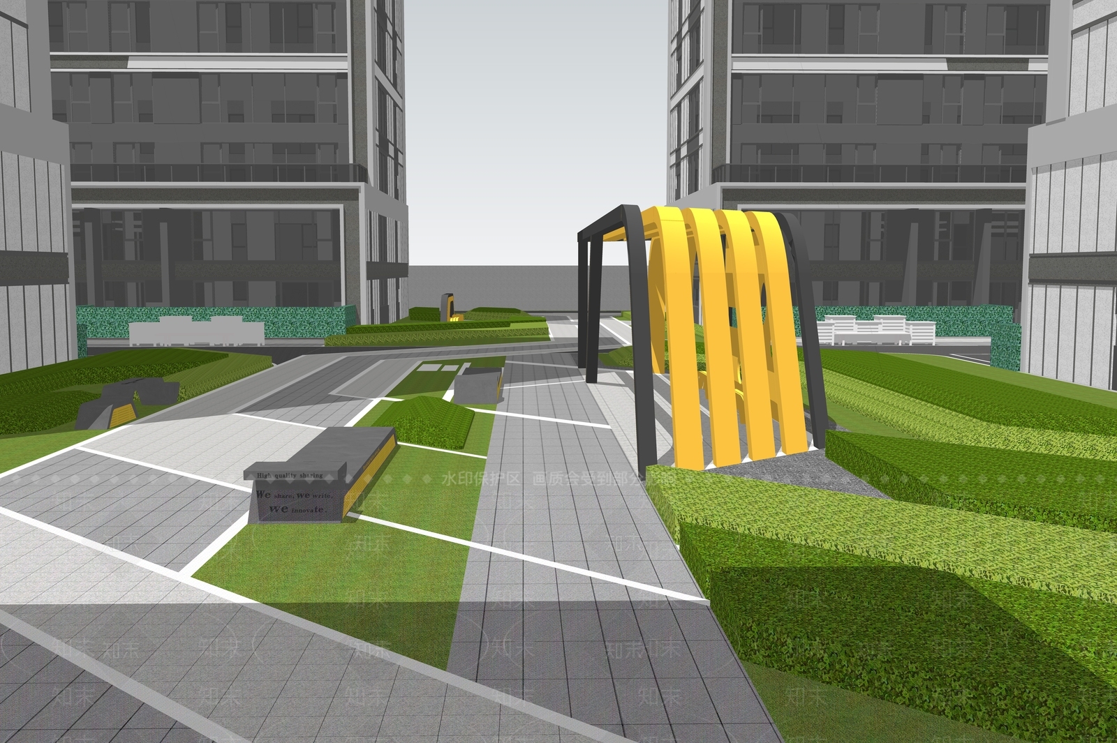 现代办公景观SU模型下载【ID:1146164301】