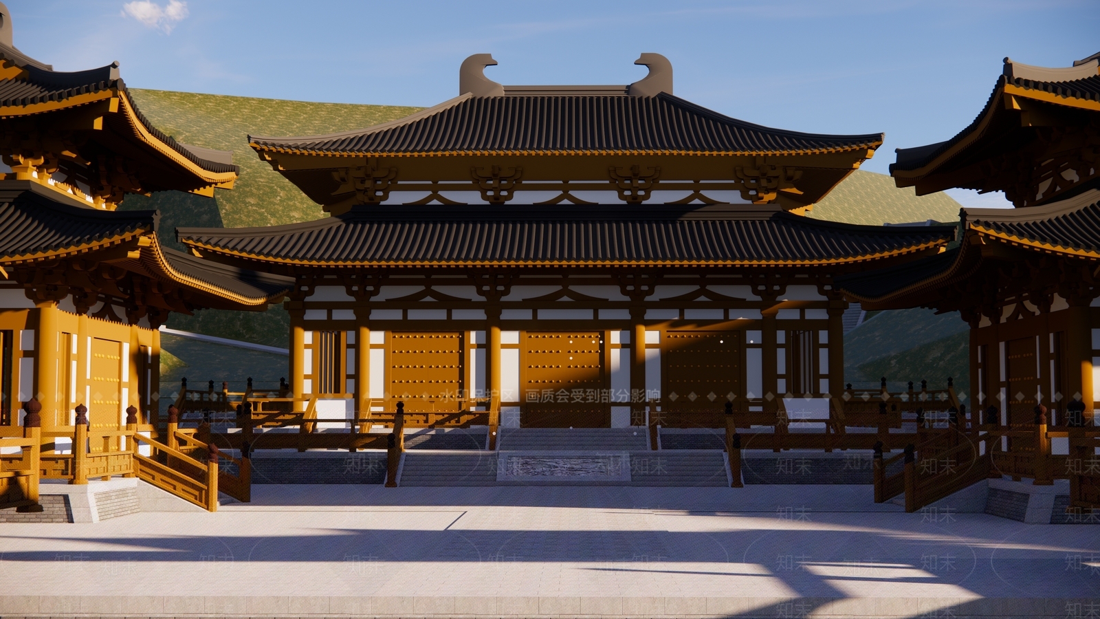 中式风格寺庙建筑SU模型下载【ID:1146165307】