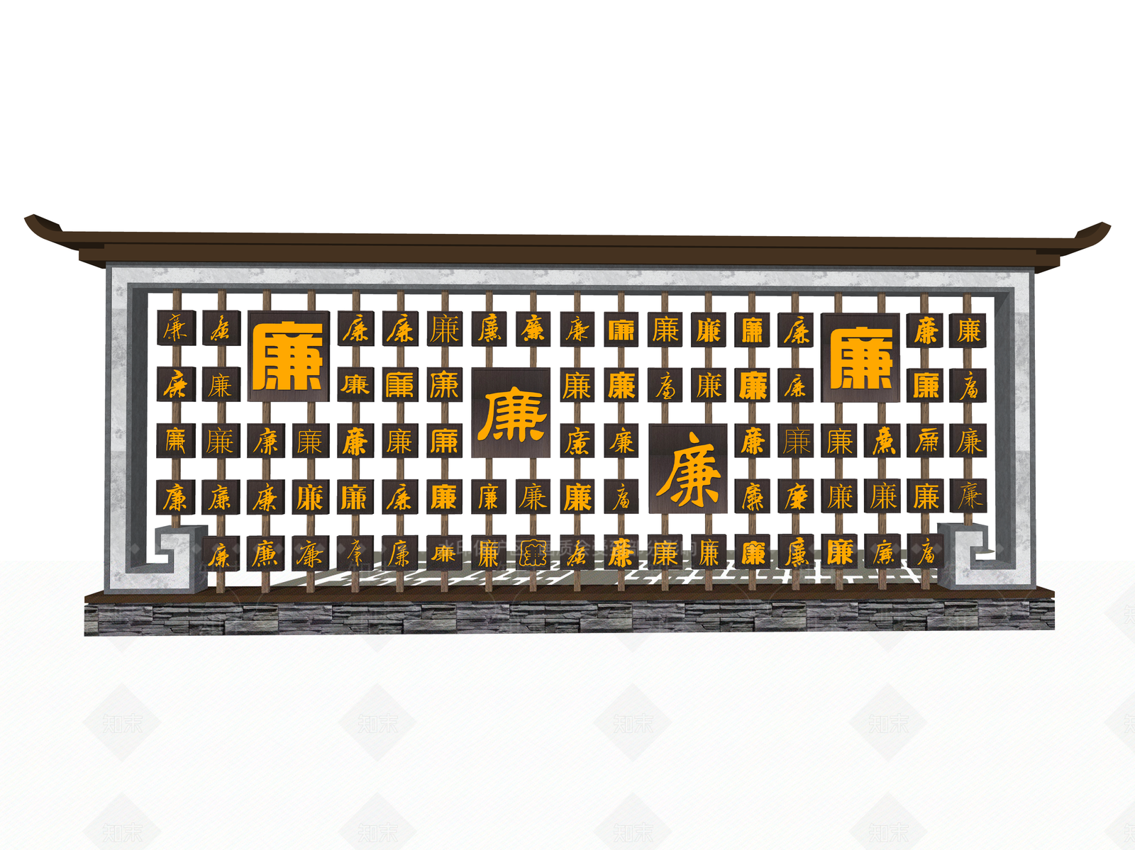 现代廉洁主题景墙SU模型下载【ID:1146165566】