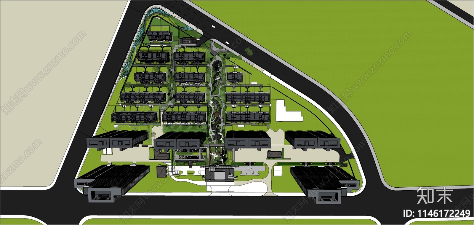 现代住宅大区景观SU模型下载【ID:1146172249】