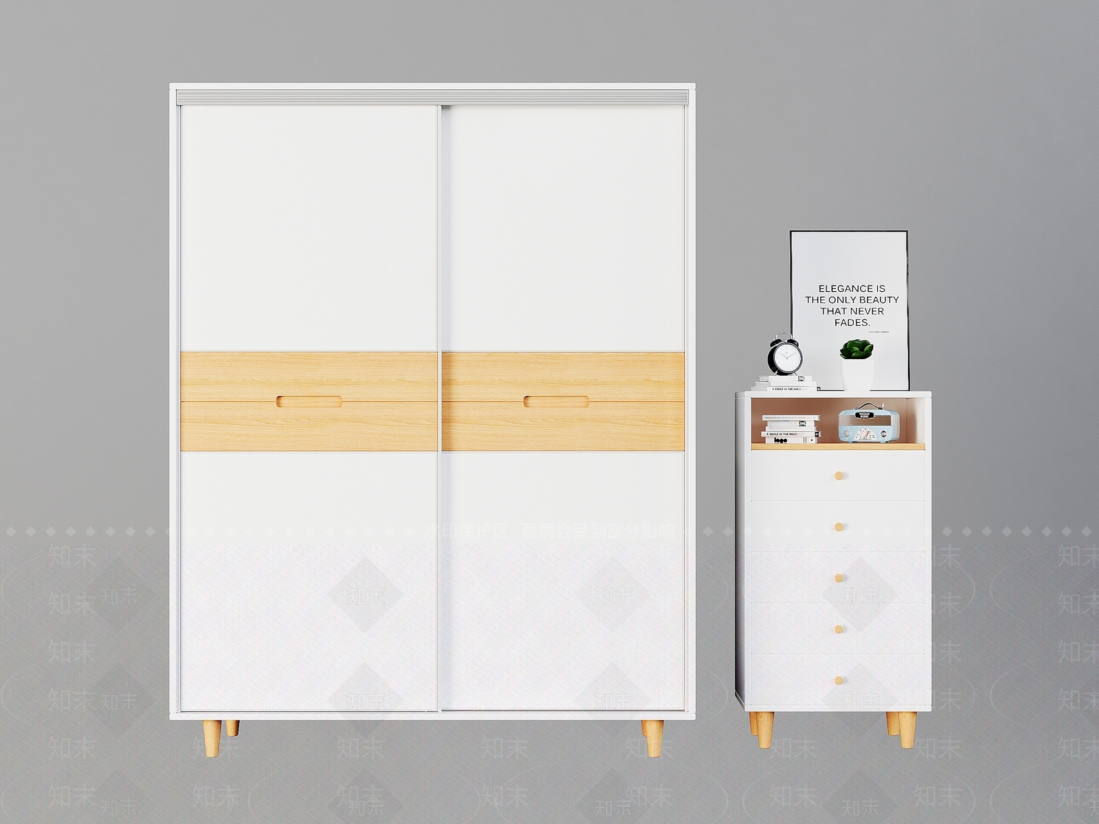北欧卧室柜子衣柜SU模型下载【ID:1146175373】